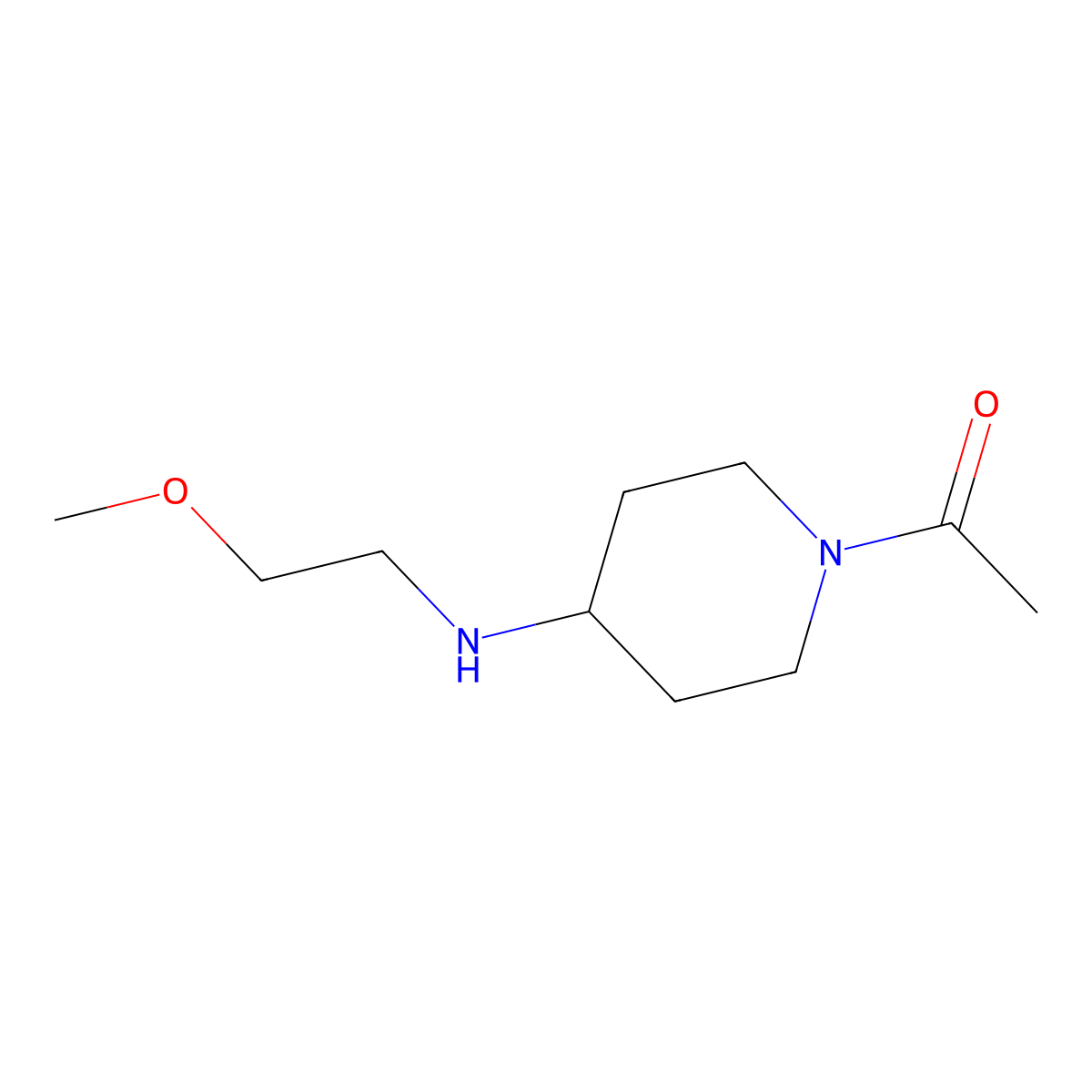 1-Acetyl-N-(2-methoxyethyl)piperidin-4-amine molecular structure, CAS 849021-41-6