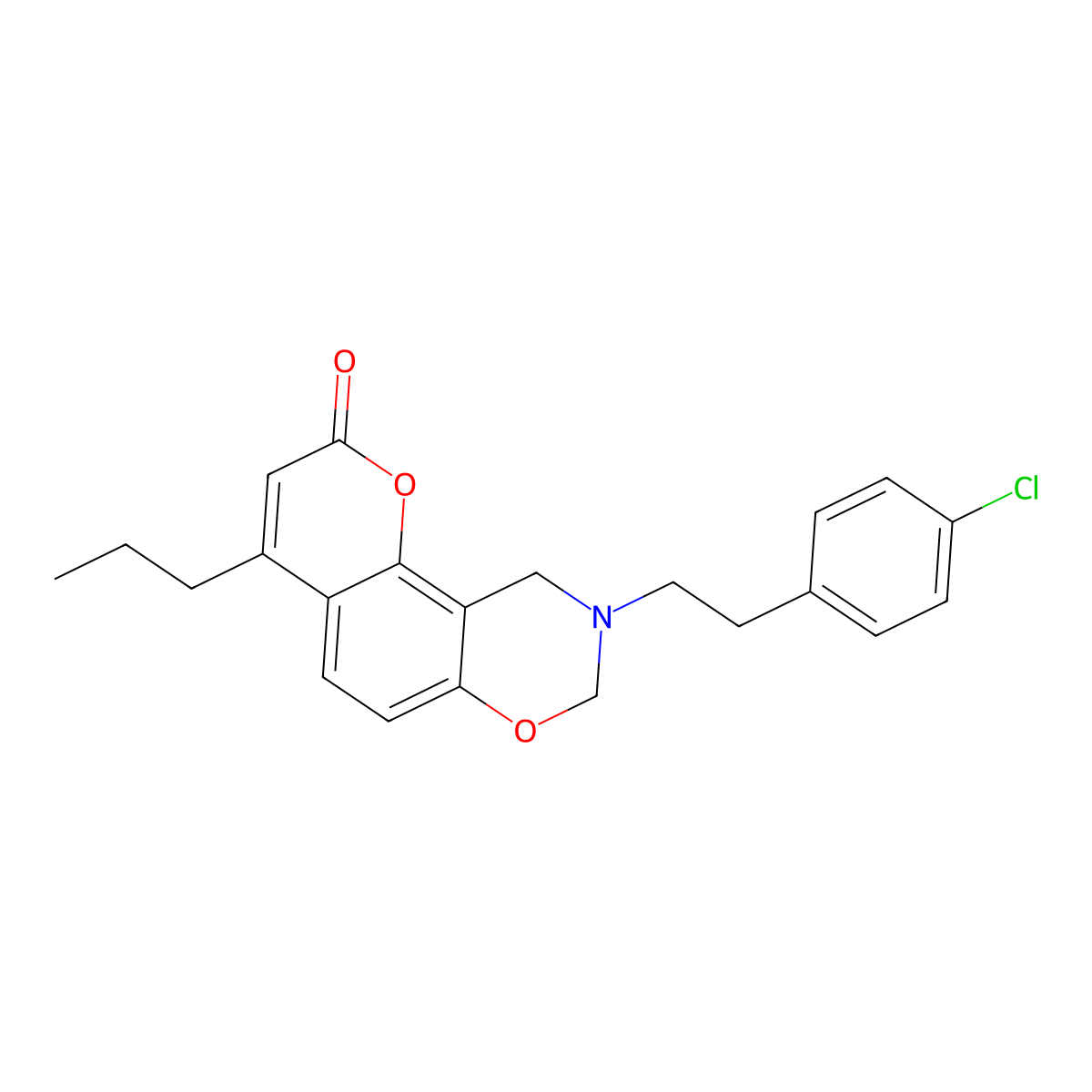 9-[2-(4-chlorophenyl)ethyl]-4-propyl-9,10-dihydro-2H,8H-chromeno[8,7-e][1,3]oxazin-2-one molecular structure, CAS 849025-37-2