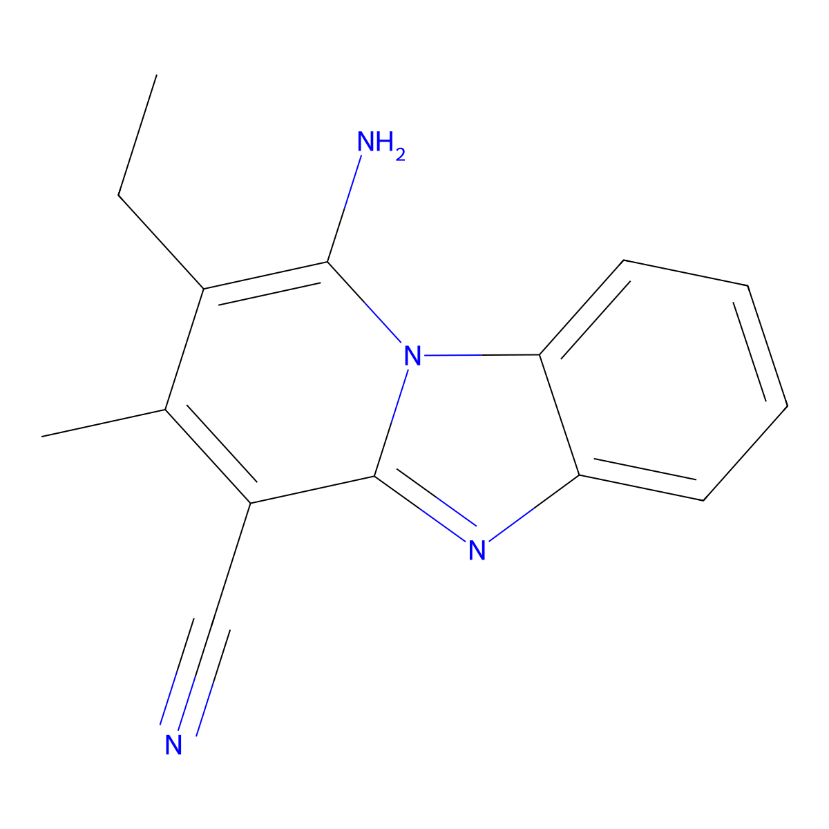1-Amino-2-ethyl-3-methylpyrido[1,2-a]benzimidazole-4-carbonitrile molecular structure, CAS 849026-70-6
