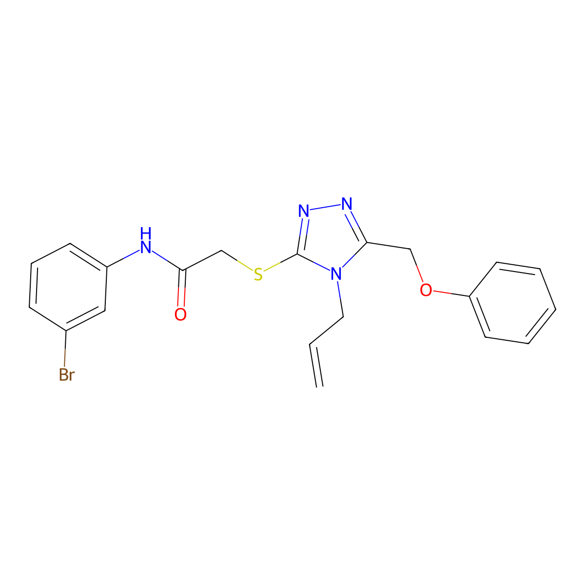 N-(3-bromophenyl)-2-{[5-(phenoxymethyl)-4-(prop-2-en-1-yl)-4H-1,2,4-triazol-3-yl]sulfanyl}acetamide molecular structure, CAS 849027-26-5