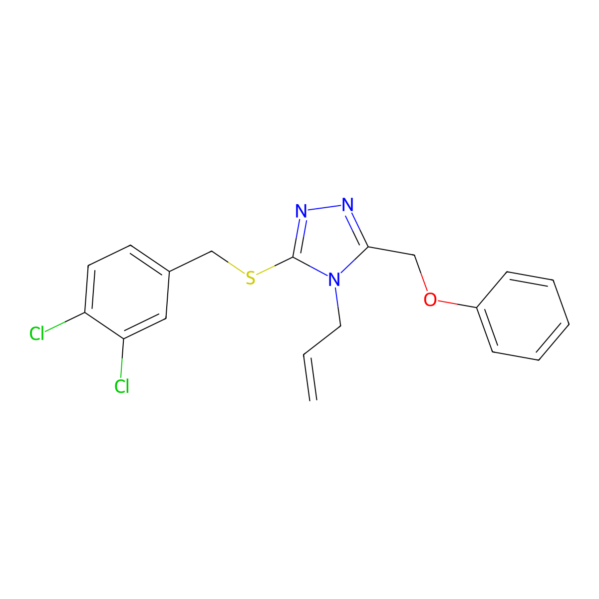 ({5-[(3,4-Dichlorophenyl)methylthio]-4-prop-2-enyl-1,2,4-triazol-3-yl}methoxy) benzene molecular structure, CAS 849029-00-1