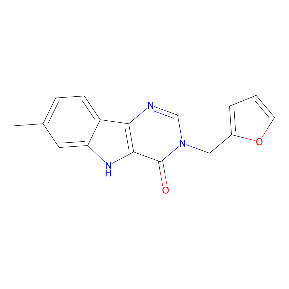 3-(furan-2-ylmethyl)-7-methyl-5H-pyrimido[5,4-b]indol-4-one molecular structure, CAS 849029-10-3