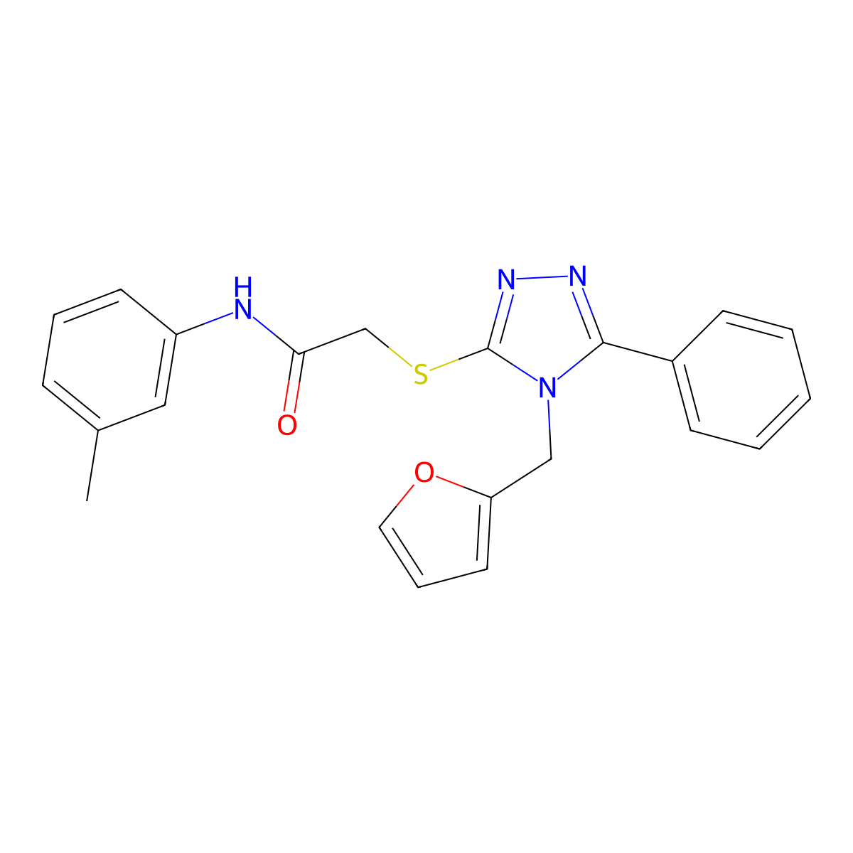2-[[4-(2-Furanylmethyl)-5-phenyl-4H-1,2,4-triazol-3-yl]thio]-N-(3-methylphenyl)acetamide molecular structure, CAS 849032-52-6