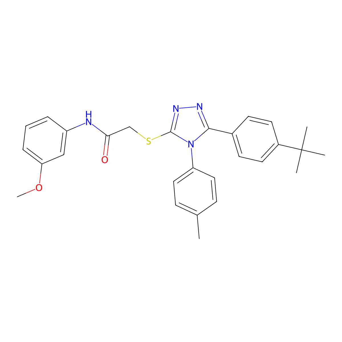 2-{[5-(4-tert-butylphenyl)-4-(4-methylphenyl)-4H-1,2,4-triazol-3-yl]sulfanyl}-N-(3-methoxyphenyl)acetamide molecular structure, CAS 849033-79-0