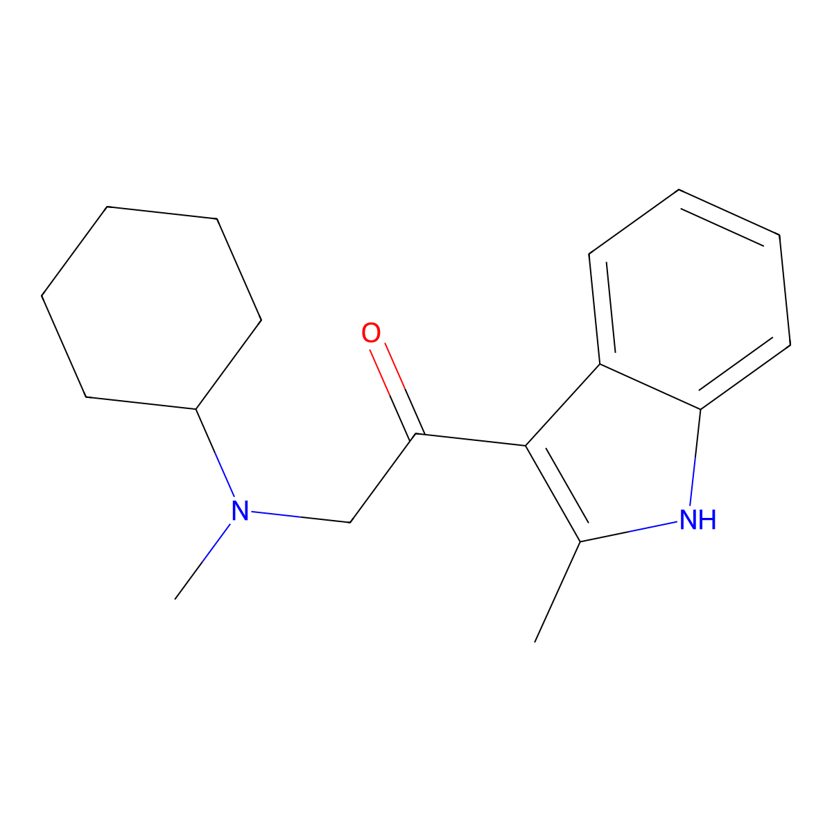2-[cyclohexyl(methyl)amino]-1-(2-methyl-1H-indol-3-yl)ethanone molecular structure, CAS 849034-06-6