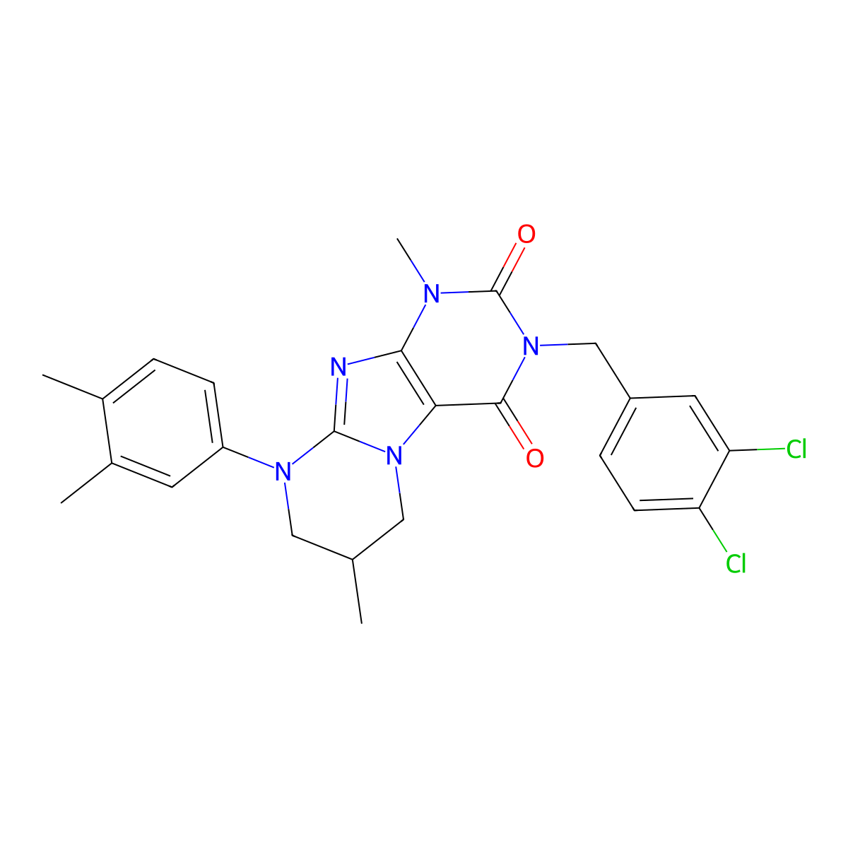 3-[(3,4-dichlorophenyl)methyl]-9-(3,4-dimethylphenyl)-1,7-dimethyl-7,8-dihydro-6H-purino[7,8-a]pyrimidine-2,4-dione molecular structure, CAS 849034-83-9