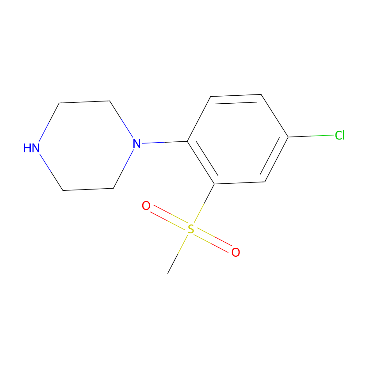 1-(4-Chloro-2-(methylsulfonyl)phenyl)piperazine molecular structure, CAS 849035-68-3