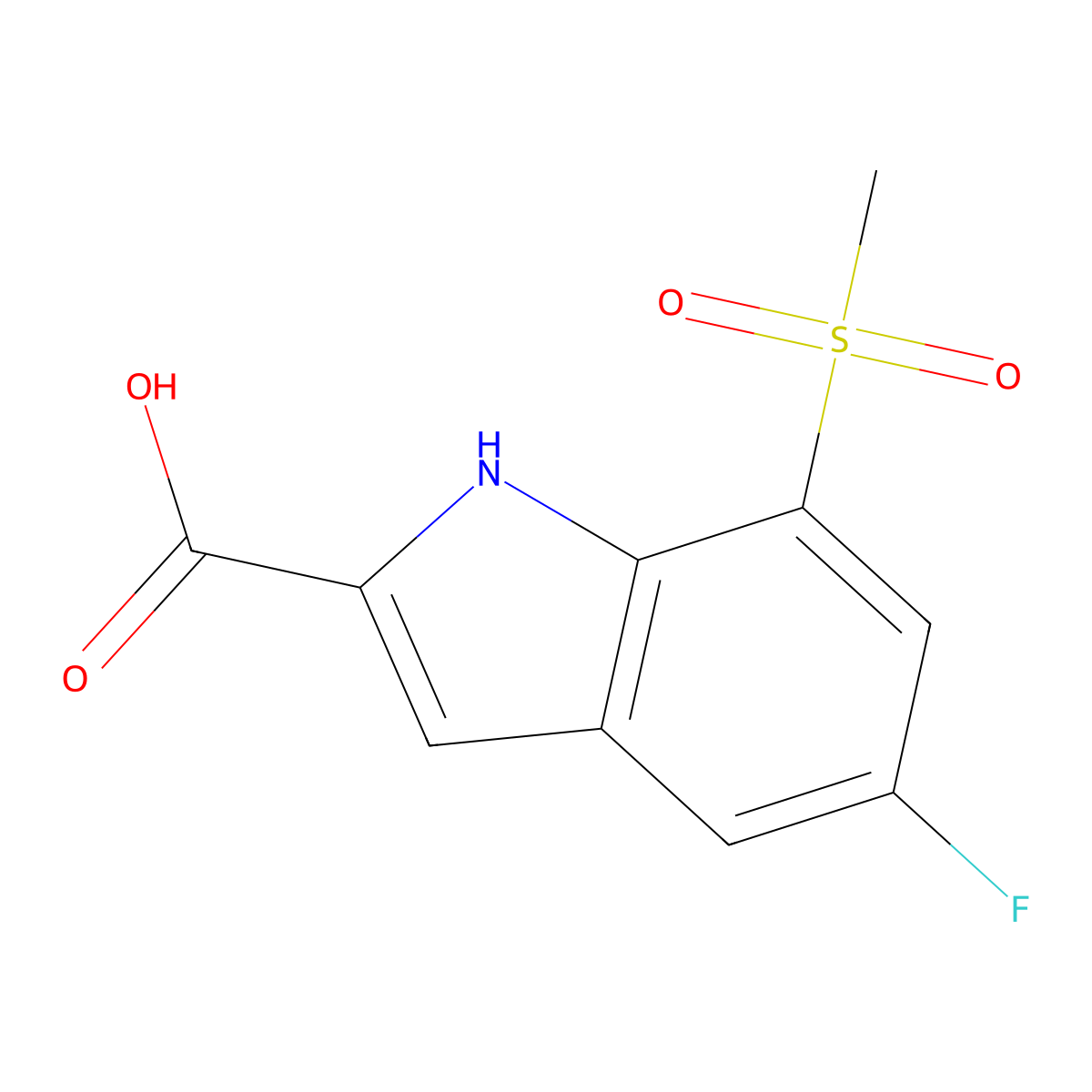 5-Fluoro-7-(methylsulfonyl)-1H-indole-2-carboxylic acid molecular structure, CAS 849035-87-6