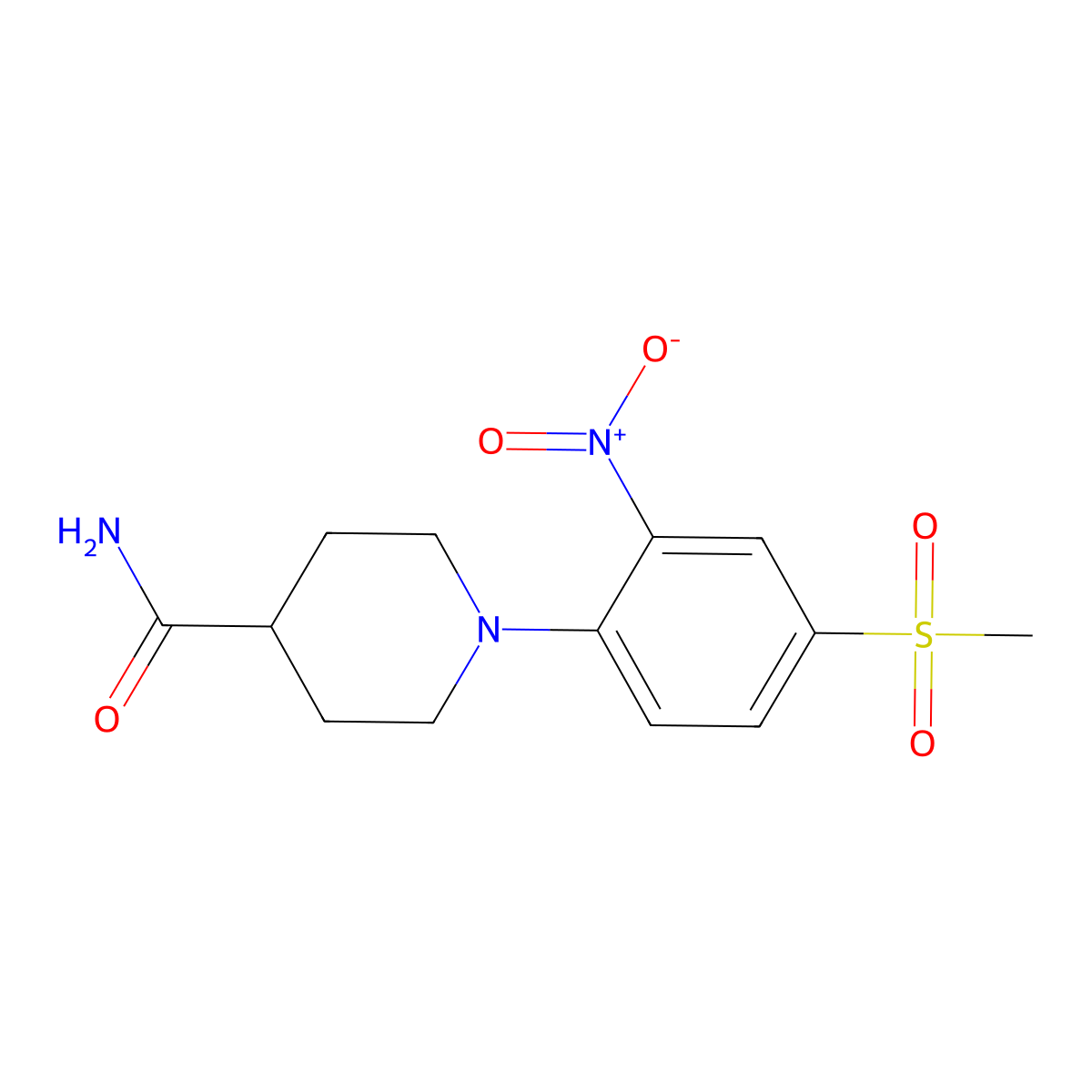 1-[4-(Methylsulfonyl)-2-nitrophenyl]piperidine-4-carboxamide molecular structure, CAS 849035-88-7