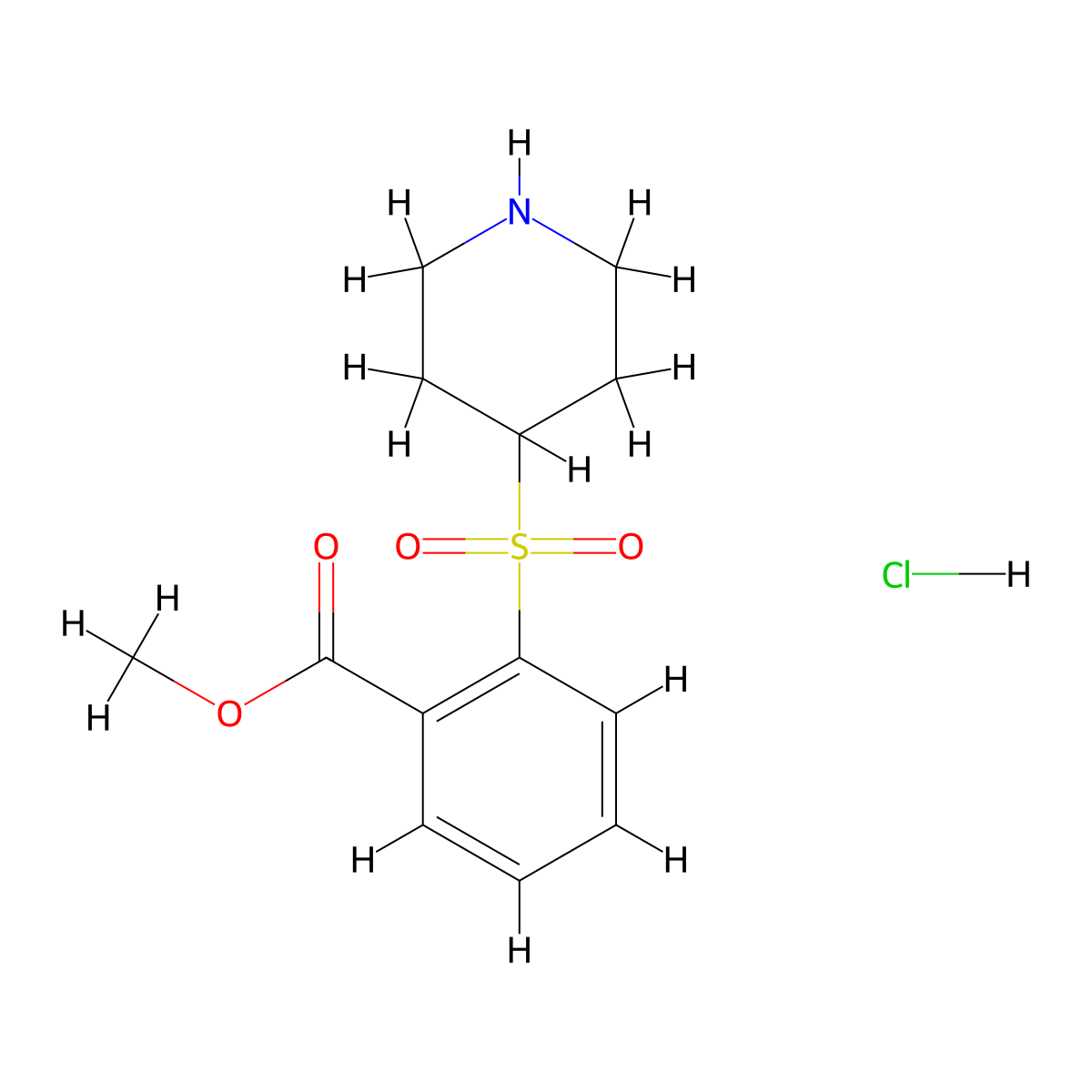 Methyl 2-(piperidin-4-ylsulfonyl)benzoate hydrochloride molecular structure, CAS 849035-95-6
