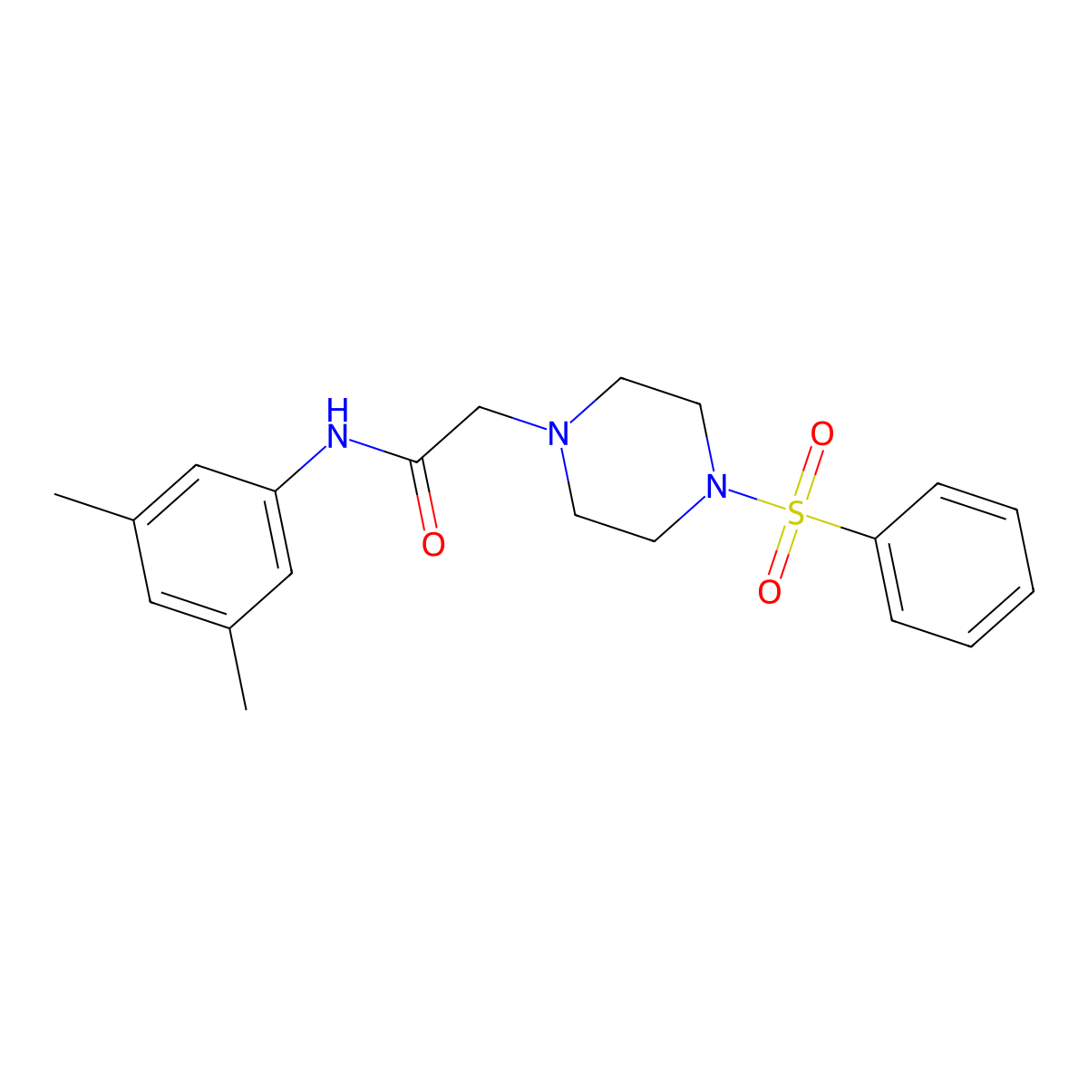 2-[4-(benzenesulfonyl)piperazin-1-yl]-N-(3,5-dimethylphenyl)acetamide molecular structure, CAS 849036-80-2