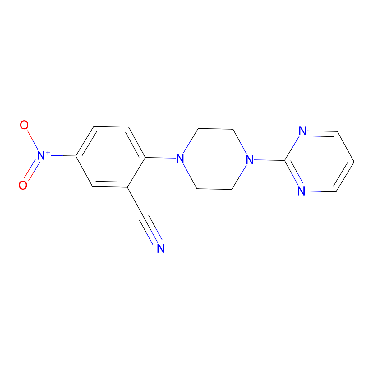 5-Nitro-2-(4-pyrimidin-2-ylpiperazin-1-yl)benzonitrile molecular structure, CAS 849043-40-9