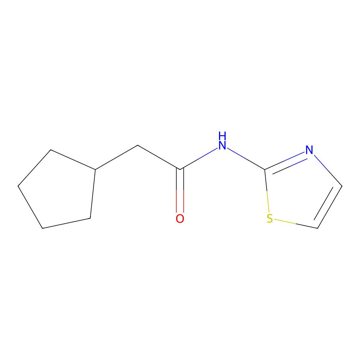 2-cyclopentyl-N-(1,3-thiazol-2-yl)acetamide molecular structure, CAS 849043-41-0