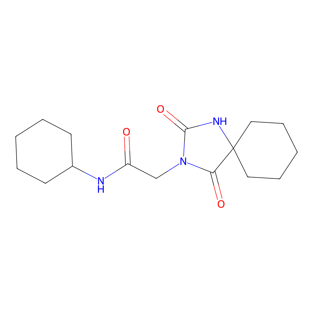 N-cyclohexyl-2-(2,4-dioxo-1,3-diazaspiro[4.5]dec-3-yl)acetamide molecular structure, CAS 849046-46-4