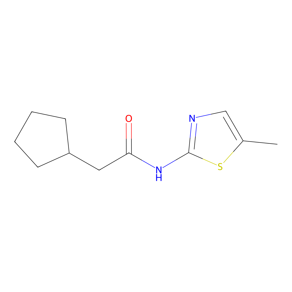 2-cyclopentyl-N-(5-methyl-1,3-thiazol-2-yl)acetamide molecular structure, CAS 849047-37-6
