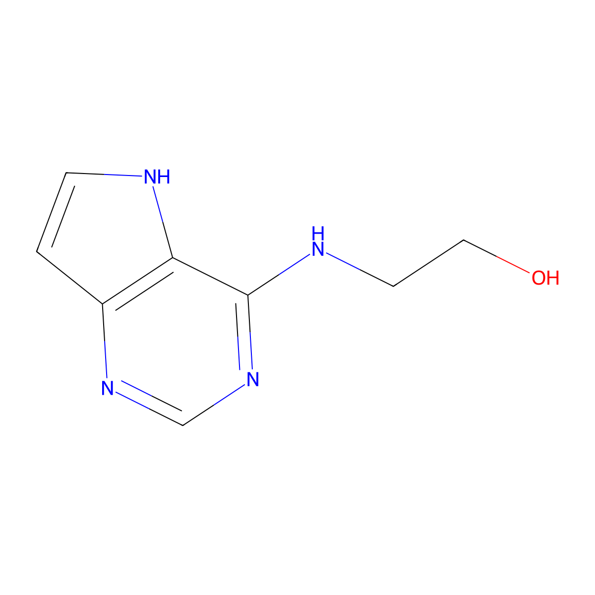 Ethanol, 2-(5H-pyrrolo(3,2-d)pyrimidin-4-ylamino)- molecular structure, CAS 84905-68-0
