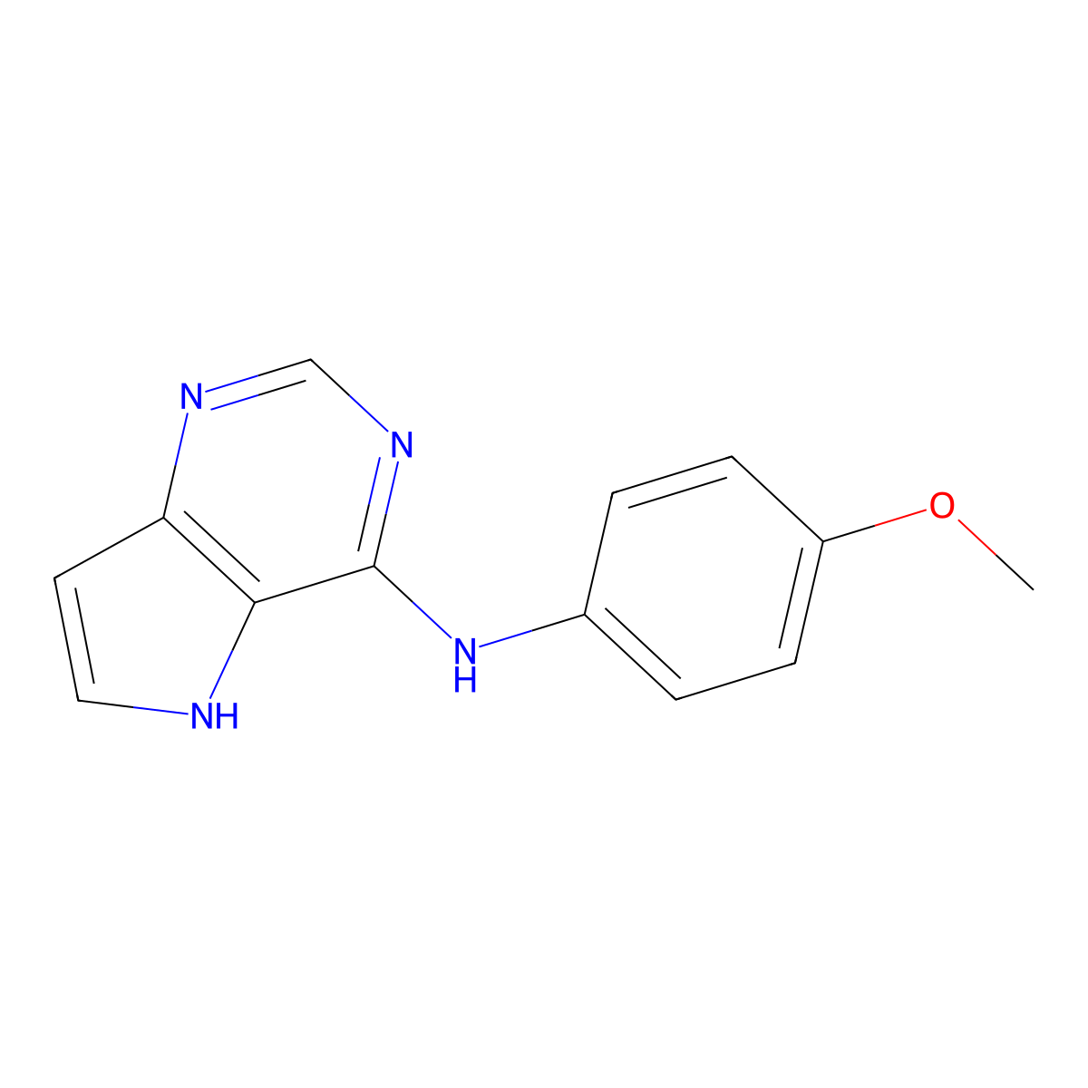 5H-Pyrrolo(3,2-d)pyrimidin-4-amine, N-(p-methoxyphenyl)- molecular structure, CAS 84905-69-1