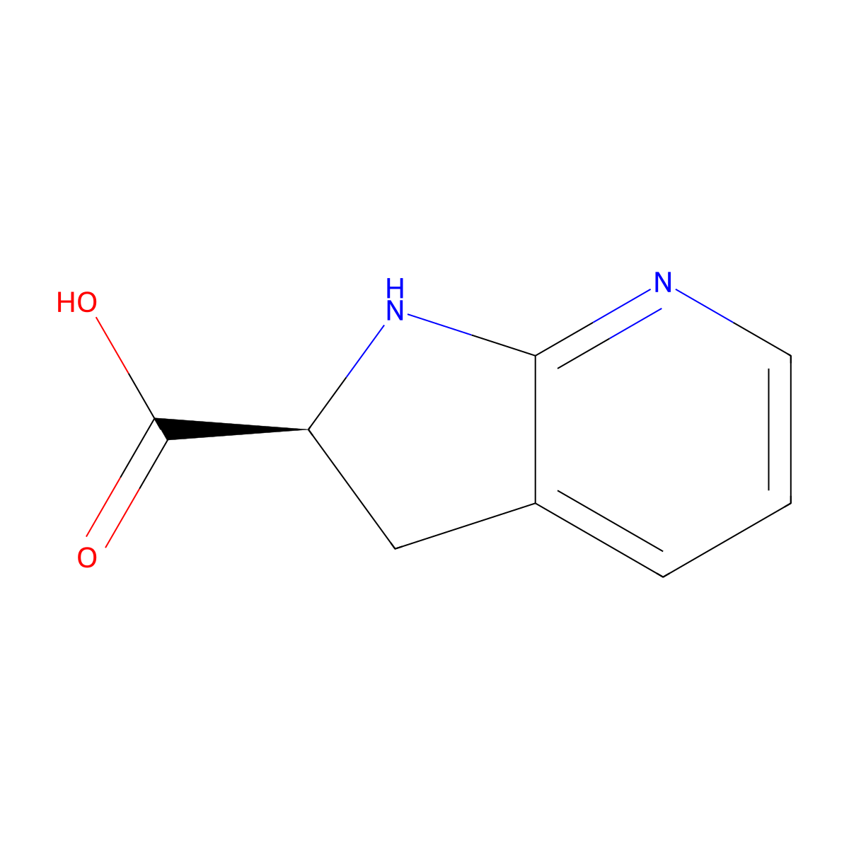 (S)-2,3-Dihydro-1H-pyrrolo[2,3-b]pyridine-2-carboxylic acid molecular structure, CAS 849050-02-8