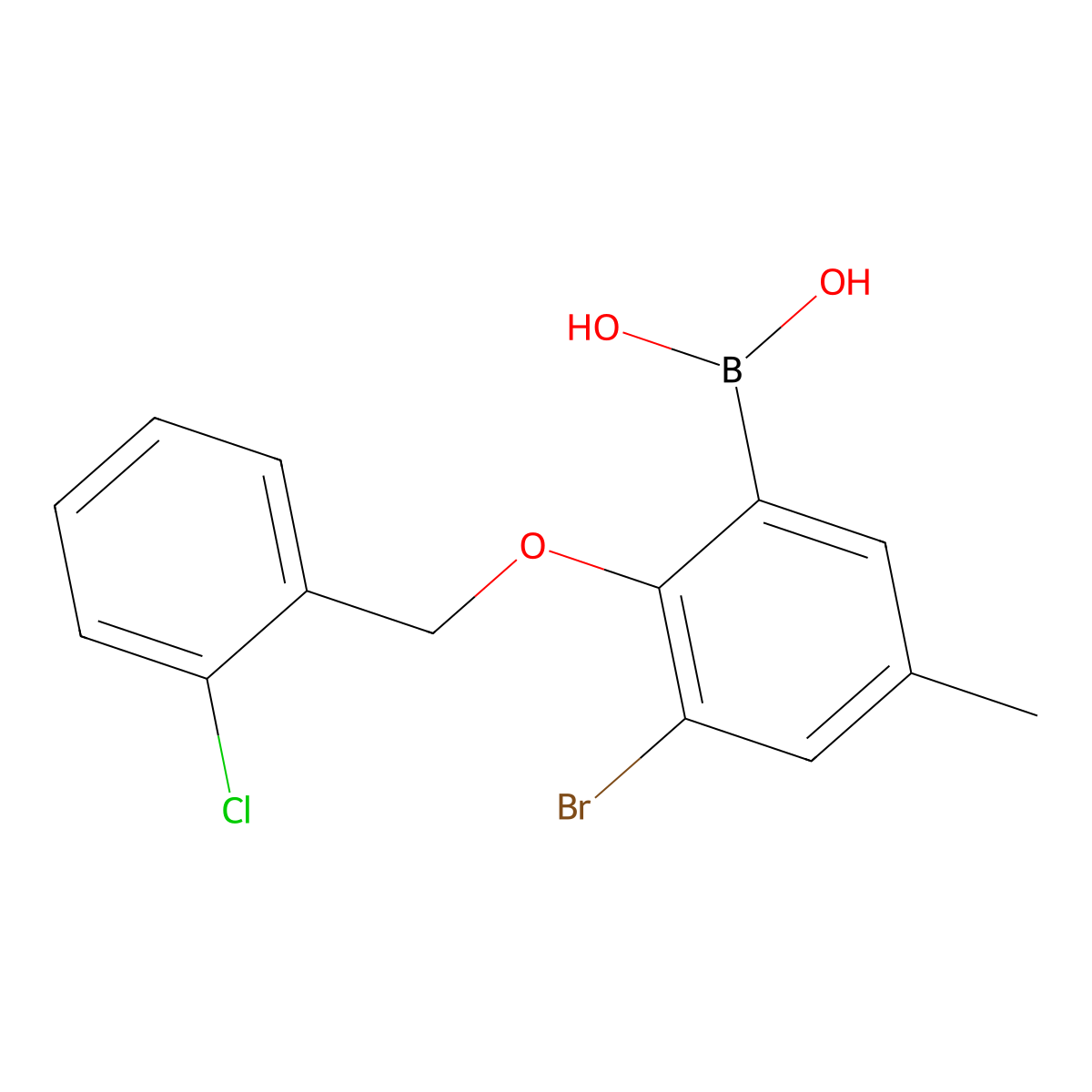 3-Bromo-2-(2'-chlorobenzyloxy)-5-methylphenylboronic acid molecular structure, CAS 849052-17-1