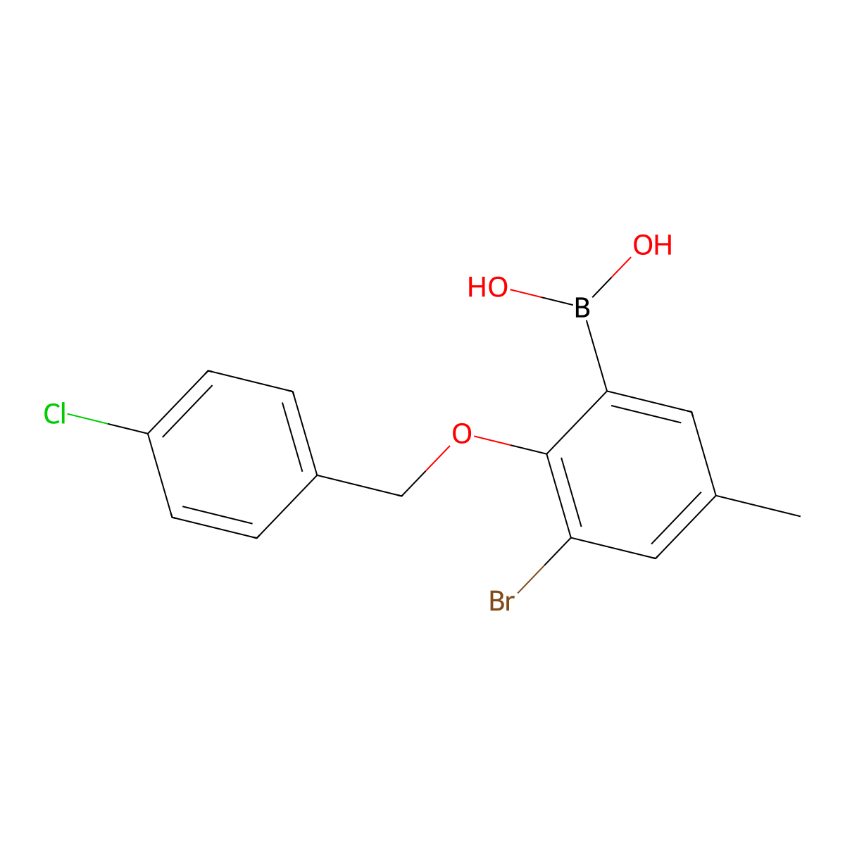 3-Bromo-2-(4'-chlorobenzyloxy)-5-methylphenylboronic acid molecular structure, CAS 849052-18-2