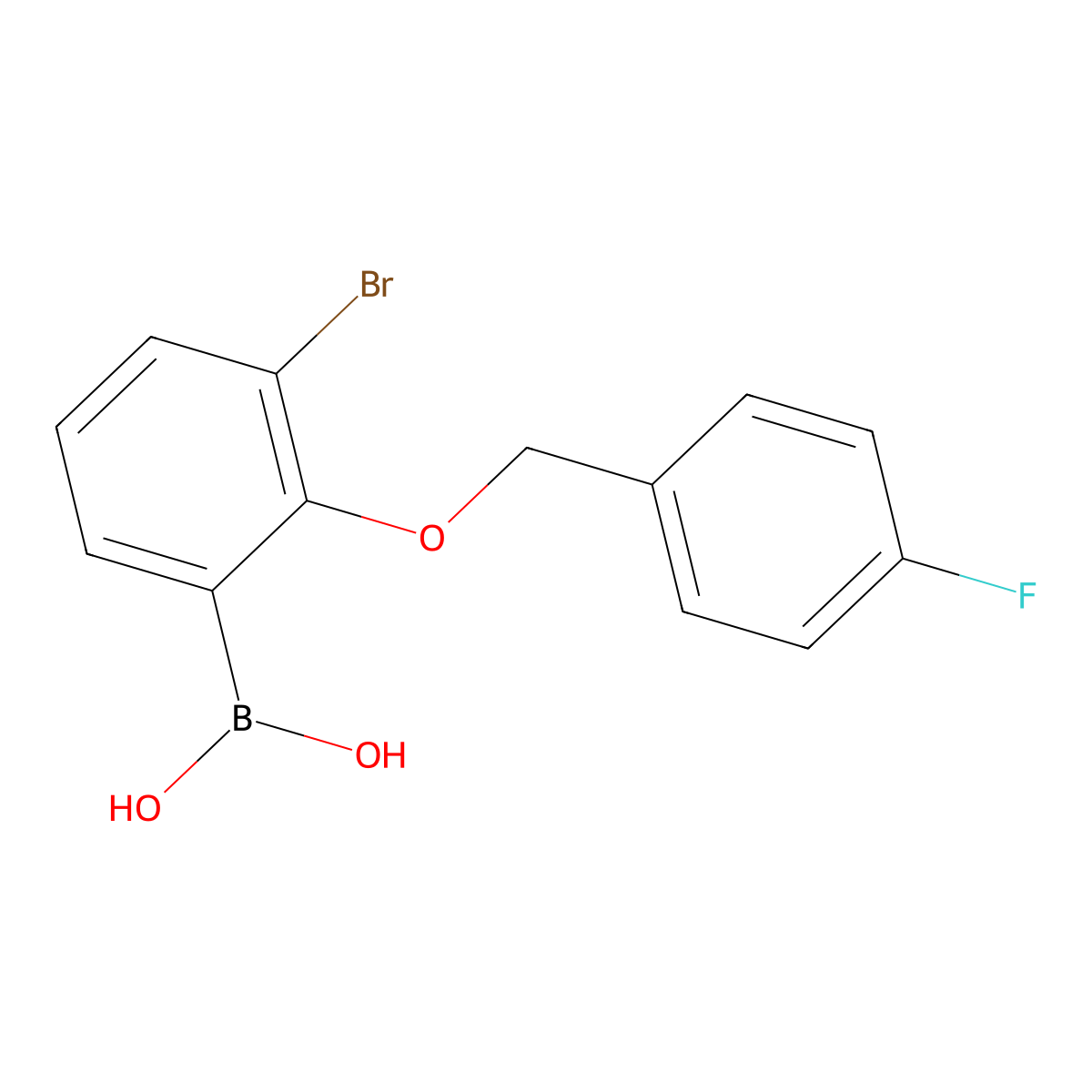 (3-Bromo-2-((4-fluorobenzyl)oxy)phenyl)boronic acid molecular structure, CAS 849052-22-8