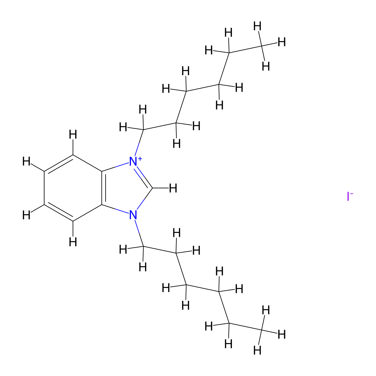 1,3-Dihexyl-1H-benzo[d]imidazol-3-ium iodide molecular structure, CAS 849053-11-8