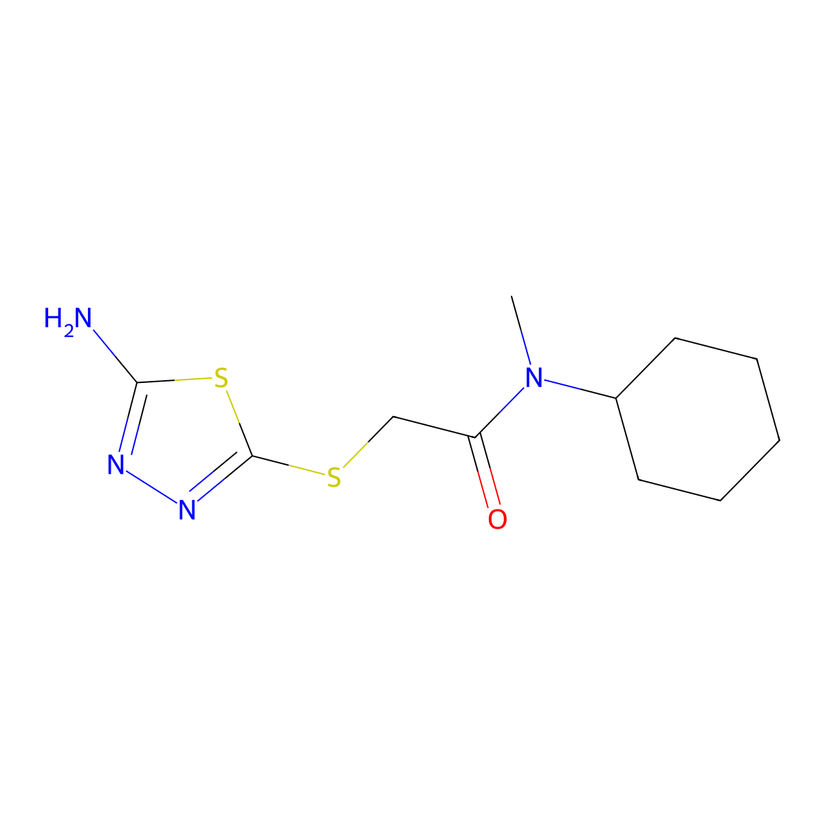 2-((5-Amino-1,3,4-thiadiazol-2-yl)thio)-N-cyclohexyl-N-methylacetamide molecular structure, CAS 849054-33-7