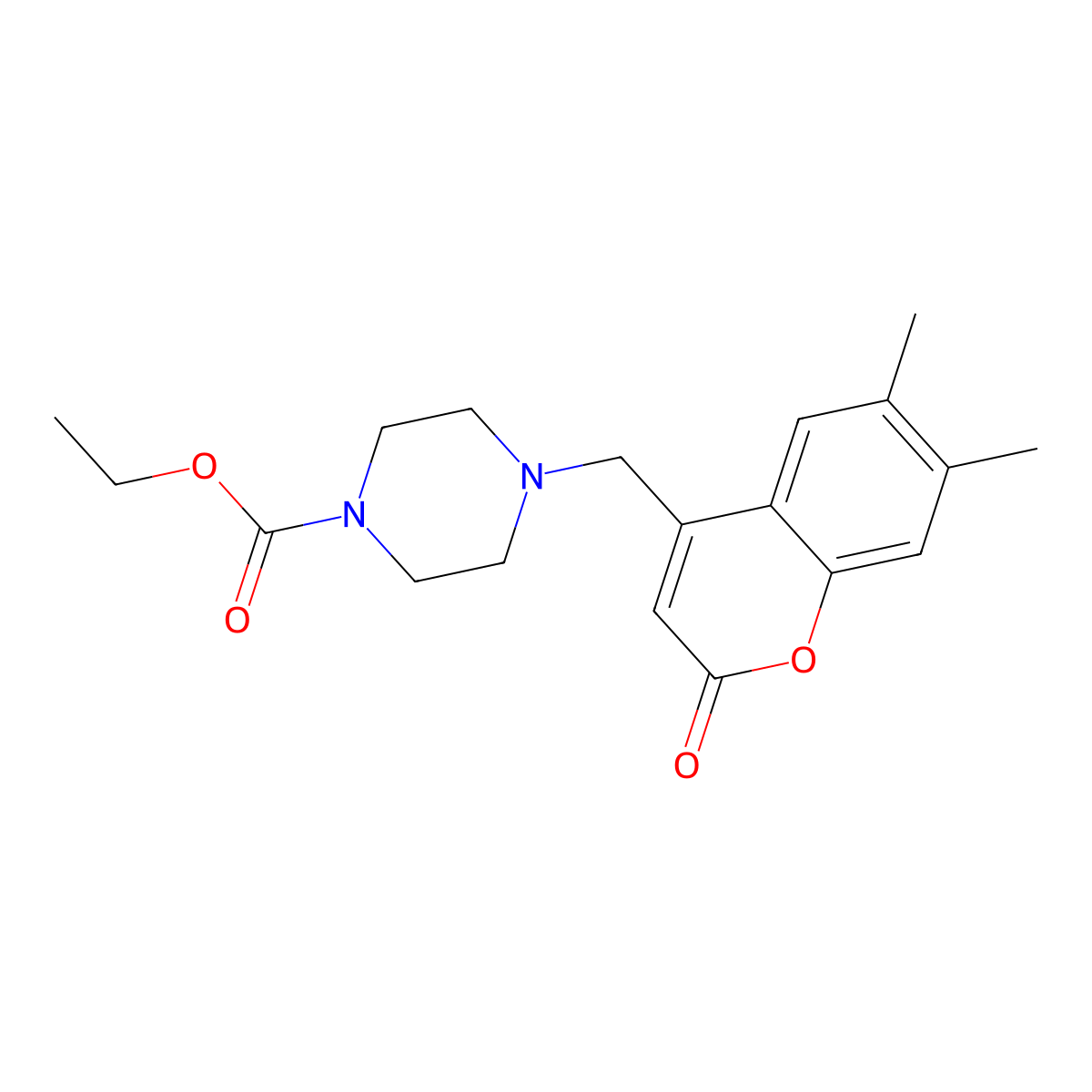 ethyl 4-[(6,7-dimethyl-2-oxo-2H-chromen-4-yl)methyl]piperazine-1-carboxylate molecular structure, CAS 849055-60-3