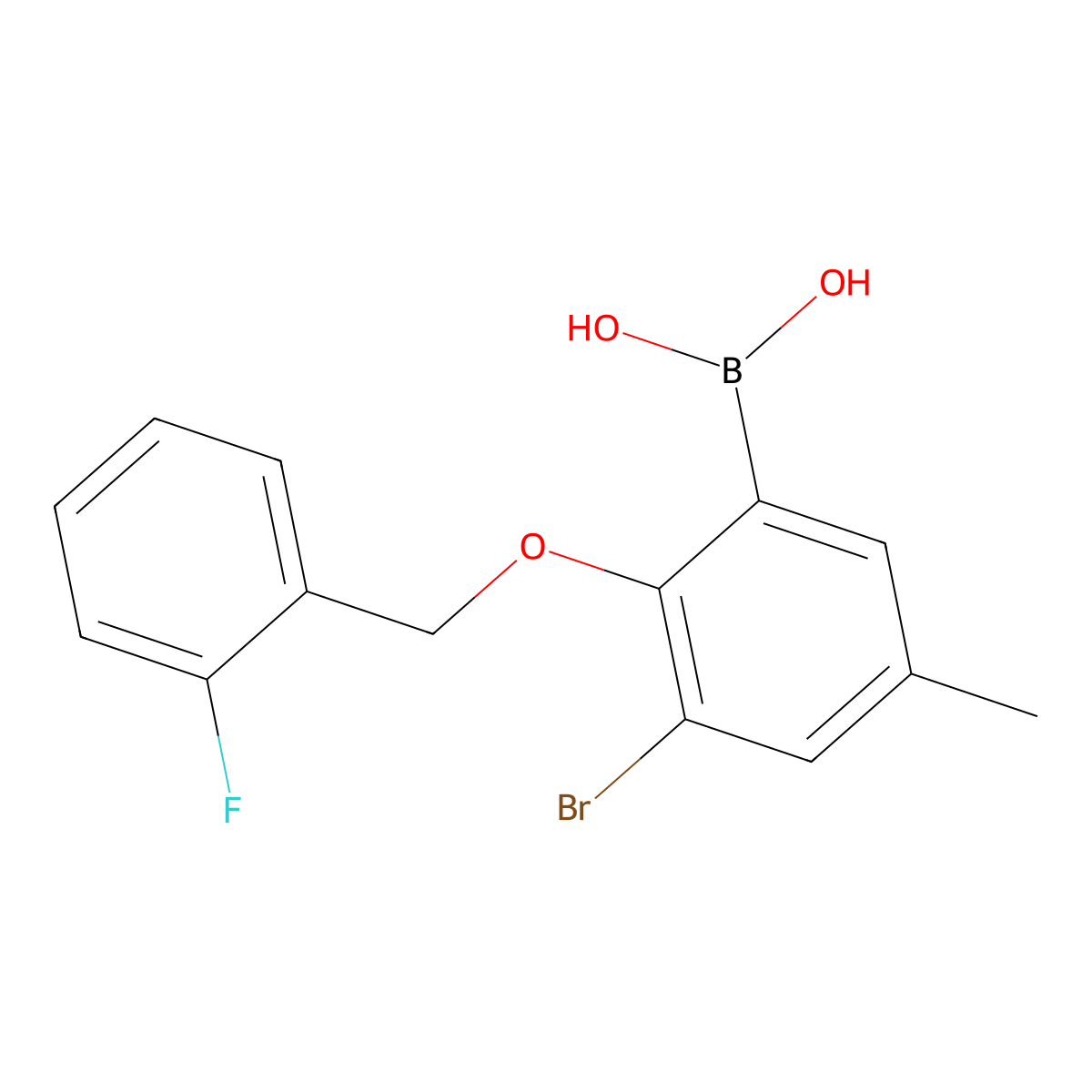3-Bromo-2-(2'-fluorobenzyloxy)-5-methylphenylboronic acid molecular structure, CAS 849062-18-6