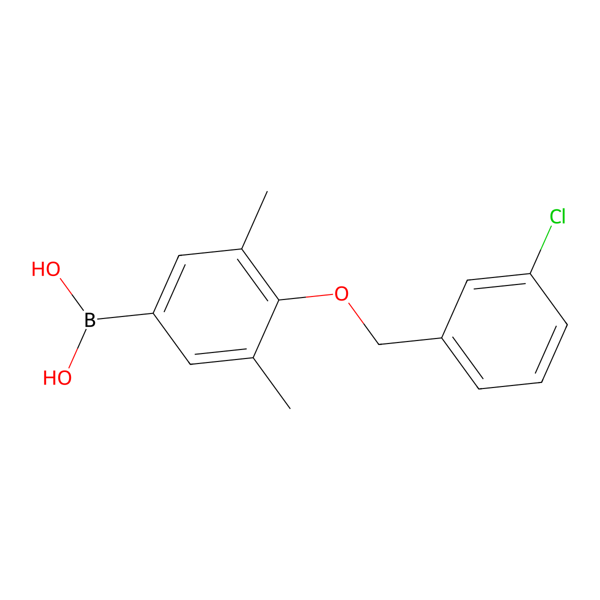 B-(4-((3-Chlorophenyl)methoxy)-3,5-dimethylphenyl)boronic acid molecular structure, CAS 849062-21-1