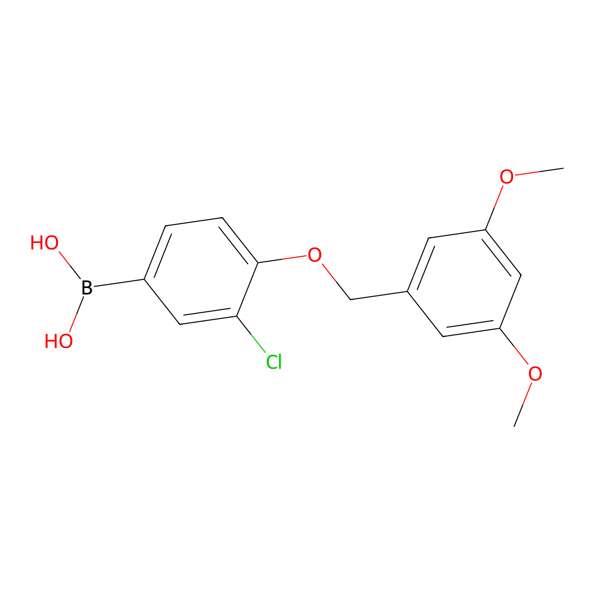 (3-Chloro-4-((3,5-dimethoxybenzyl)oxy)phenyl)boronic acid molecular structure, CAS 849062-24-4
