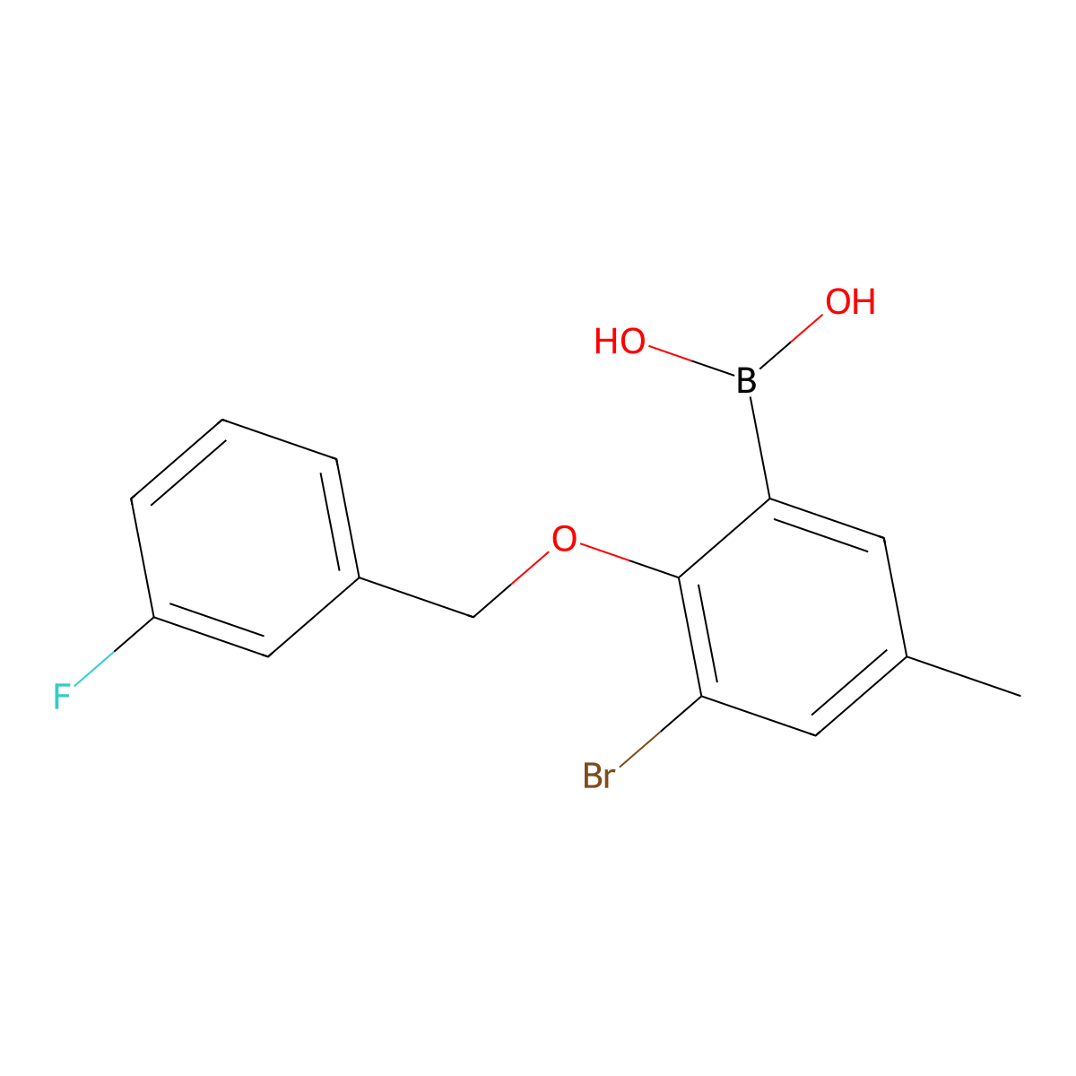 3-Bromo-2-(3'-fluorobenzyloxy)-5-methylphenylboronic acid molecular structure, CAS 849062-40-4