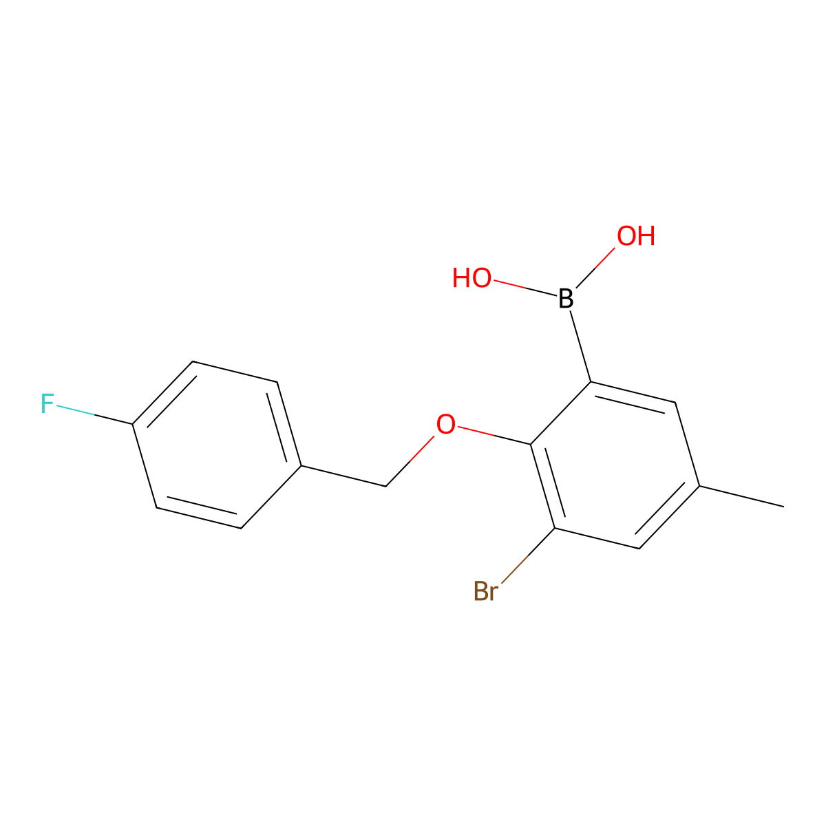 3-Bromo-2-(4'-fluorobenzyloxy)-5-methylphenylboronic acid molecular structure, CAS 849062-41-5