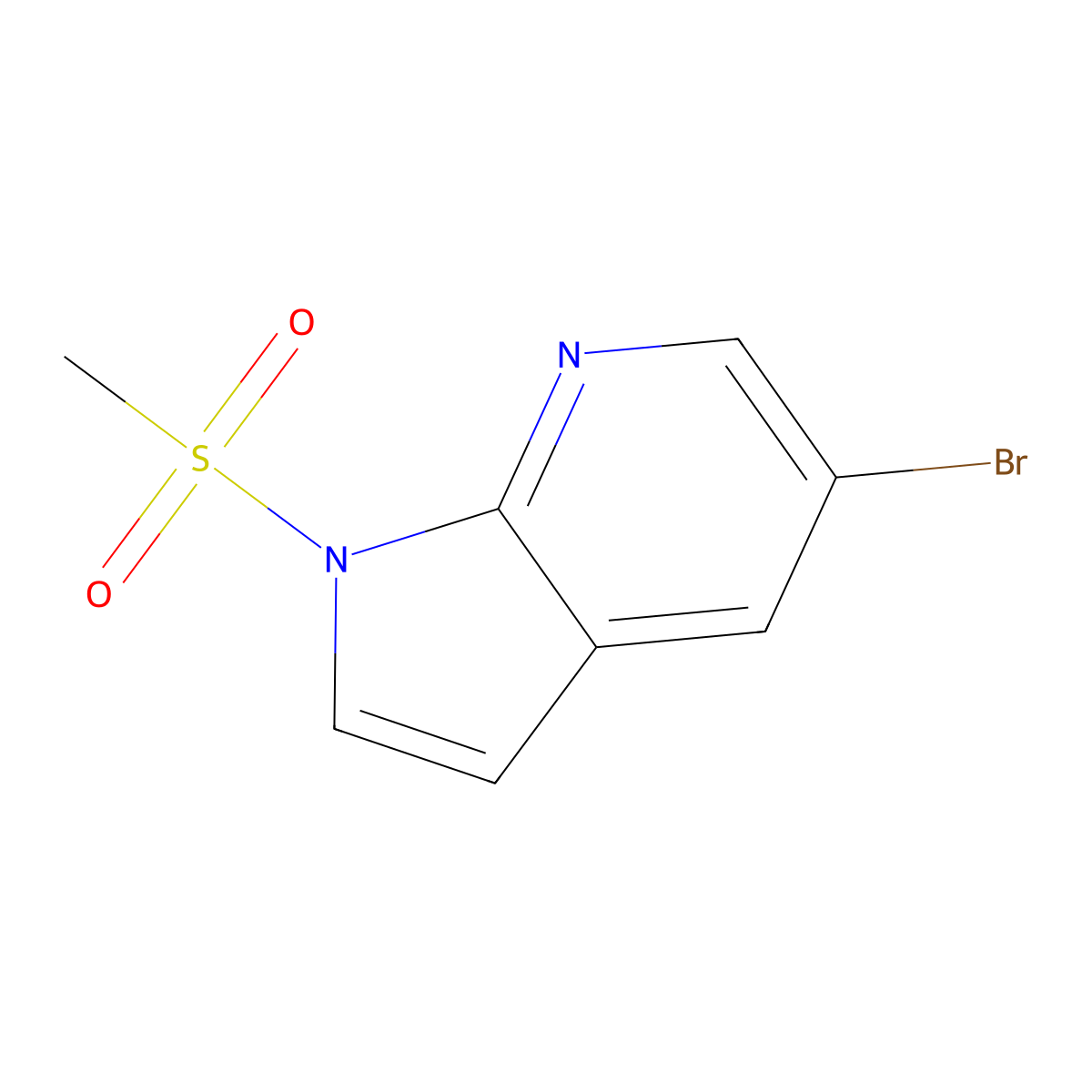 5-bromo-1-(methylsulfonyl)-1H-pyrrolo[2,3-b]pyridine molecular structure, CAS 849068-04-8