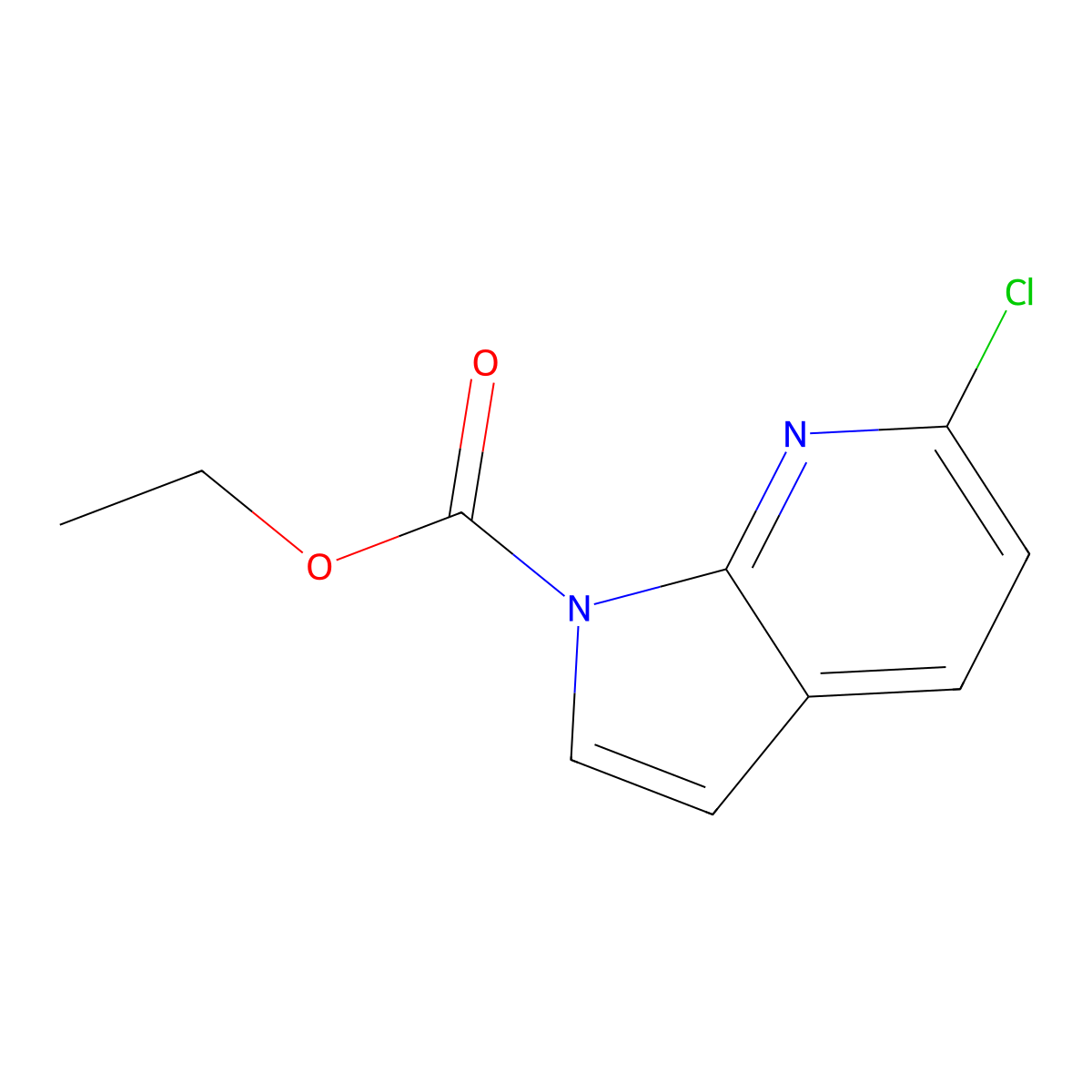 Ethyl 6-chloro-1H-pyrrolo[2,3-b]pyridine-1-carboxylate molecular structure, CAS 849068-50-4