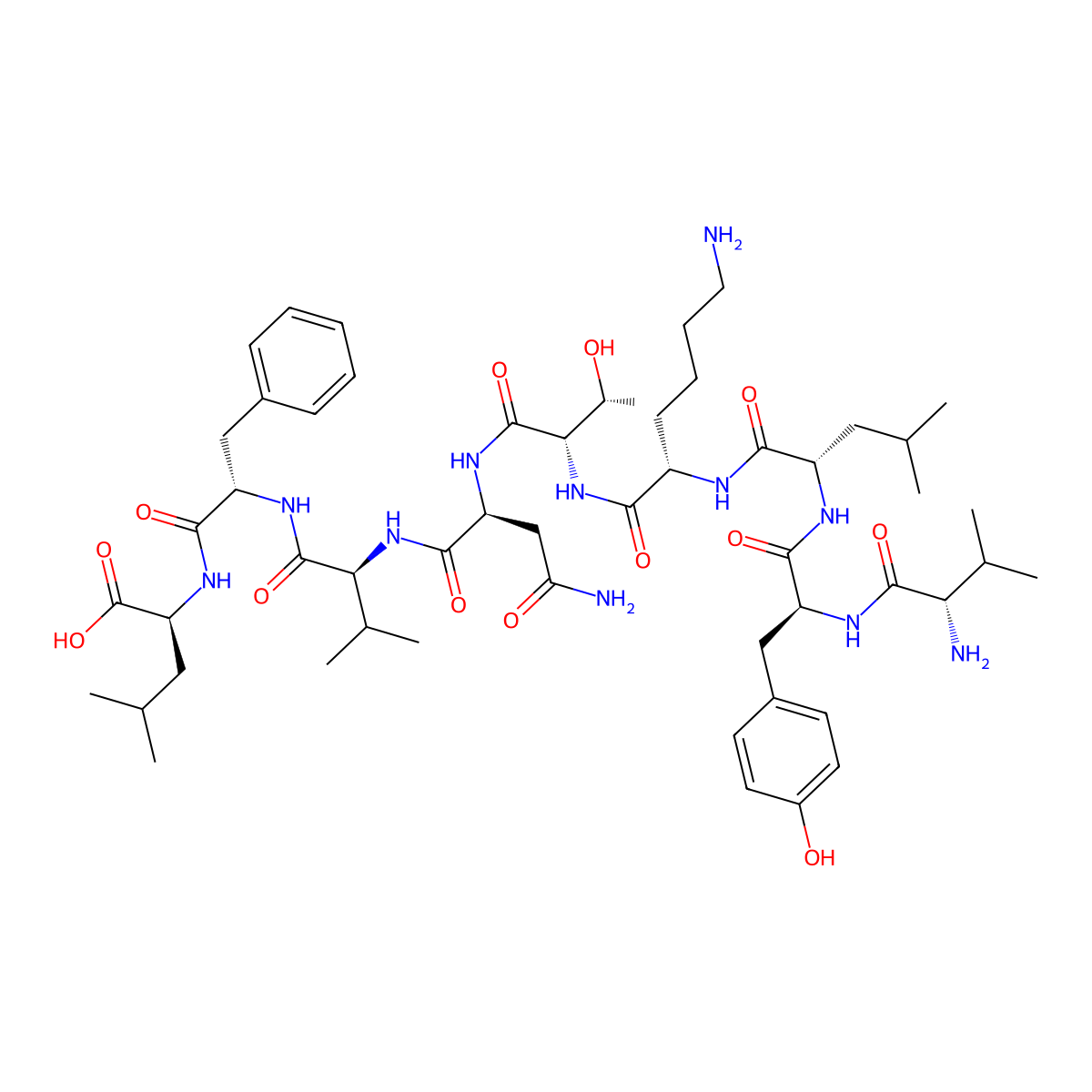 H-Val-Tyr-Leu-Lys-Thr-Asn-Val-Phe-Leu-OH molecular structure, CAS 849069-99-4