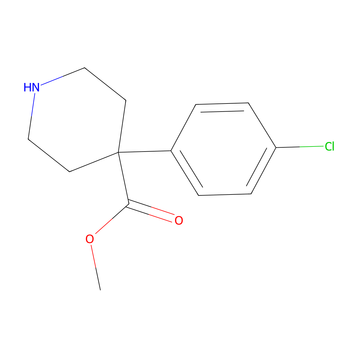 Methyl 4-(4-chlorophenyl)piperidine-4-carboxylate molecular structure, CAS 849106-02-1