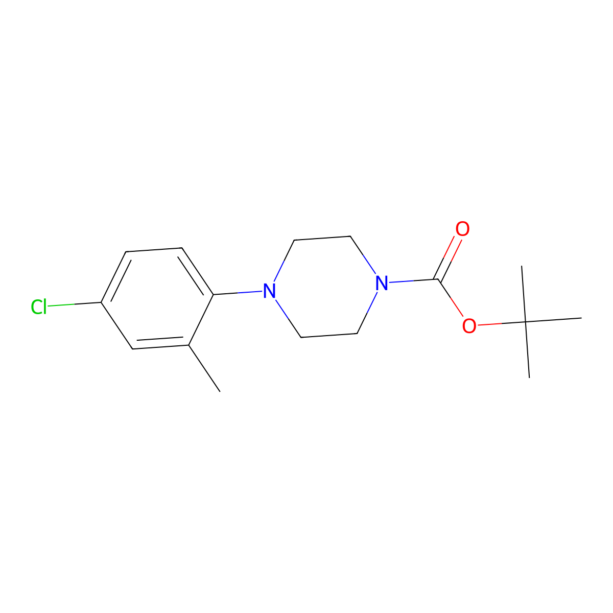 Tert-butyl 4-(4-chloro-2-methylphenyl)piperazine-1-carboxylate molecular structure, CAS 849106-83-8