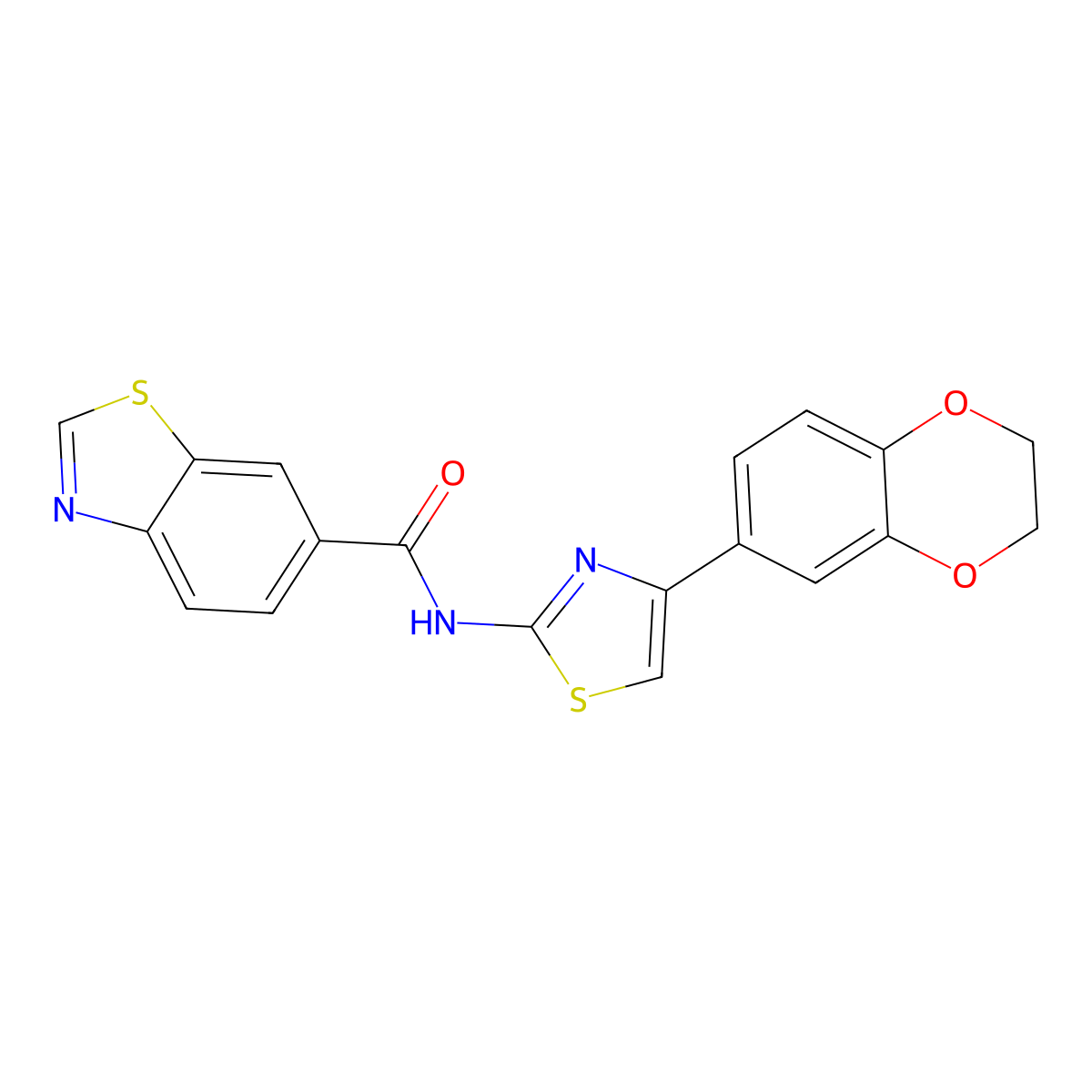 N-[4-(2,3-dihydro-1,4-benzodioxin-6-yl)-1,3-thiazol-2-yl]-1,3-benzothiazole-6-carboxamide molecular structure, CAS 849116-90-1