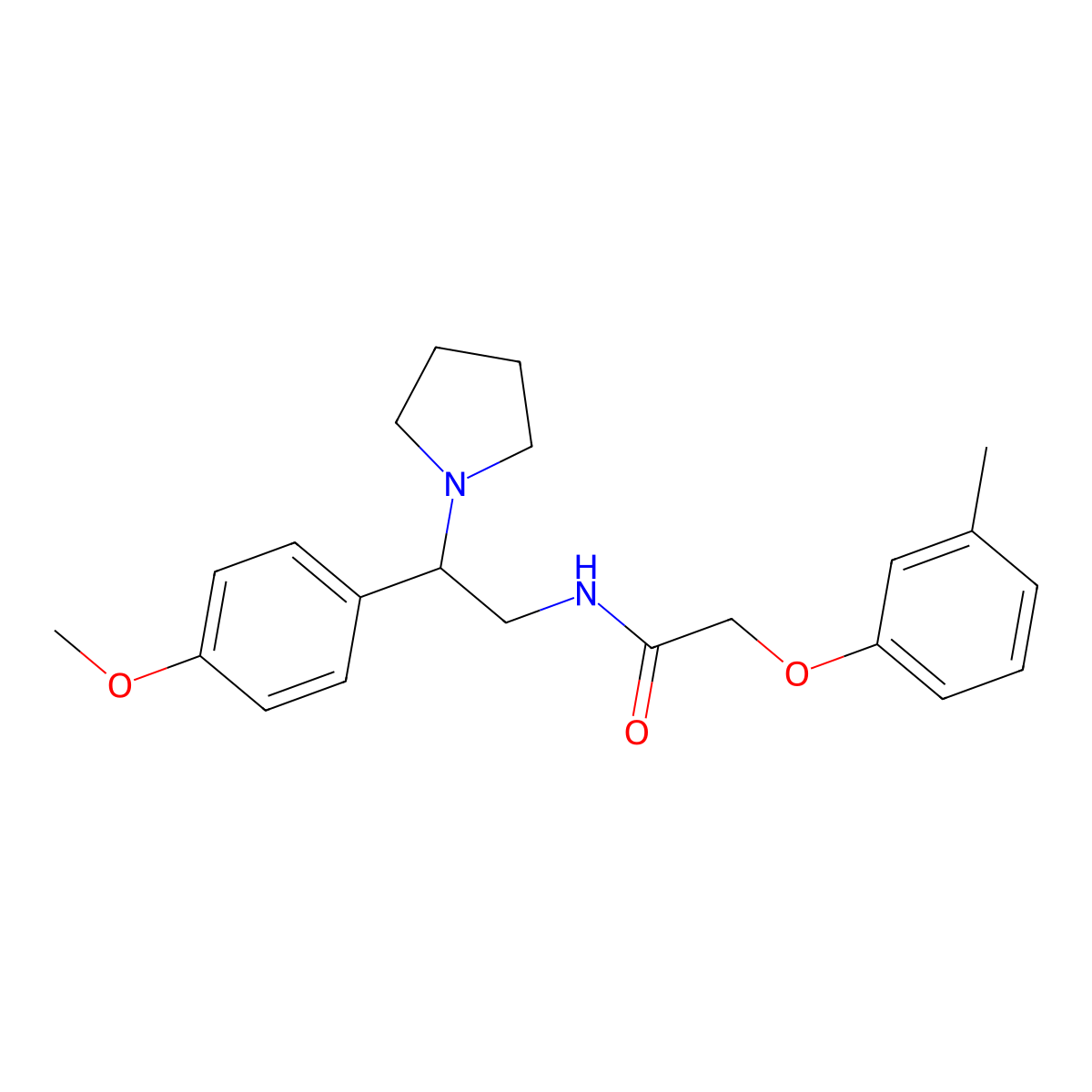 N-[2-(4-methoxyphenyl)-2-pyrrolidin-1-ylethyl]-2-(3-methylphenoxy)acetamide molecular structure, CAS 849117-89-1