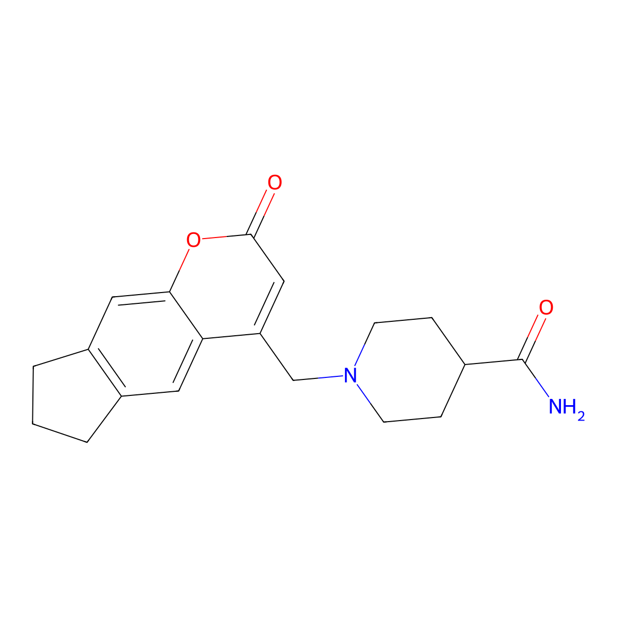 1-((2-Oxo-2,6,7,8-tetrahydrocyclopenta[g]chromen-4-yl)methyl)piperidine-4-carboxamide molecular structure, CAS 849121-24-0