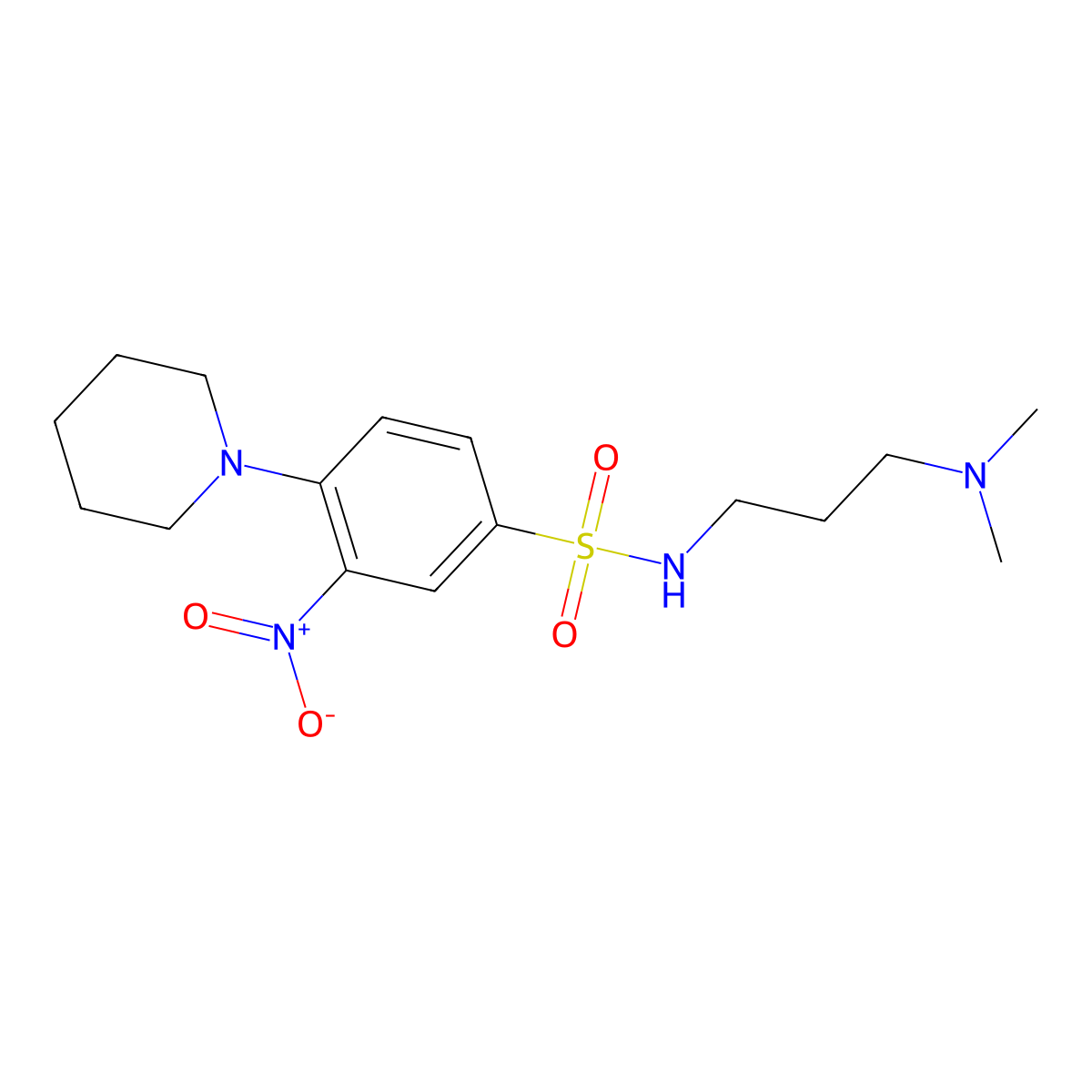 N-[3-(dimethylamino)propyl]-3-nitro-4-(piperidin-1-yl)benzene-1-sulfonamide molecular structure, CAS 849124-84-1