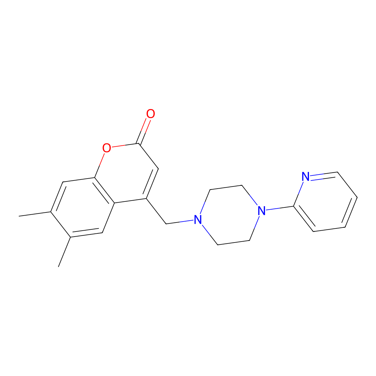 6,7-dimethyl-4-{[4-(pyridin-2-yl)piperazin-1-yl]methyl}-2H-chromen-2-one molecular structure, CAS 849134-01-6