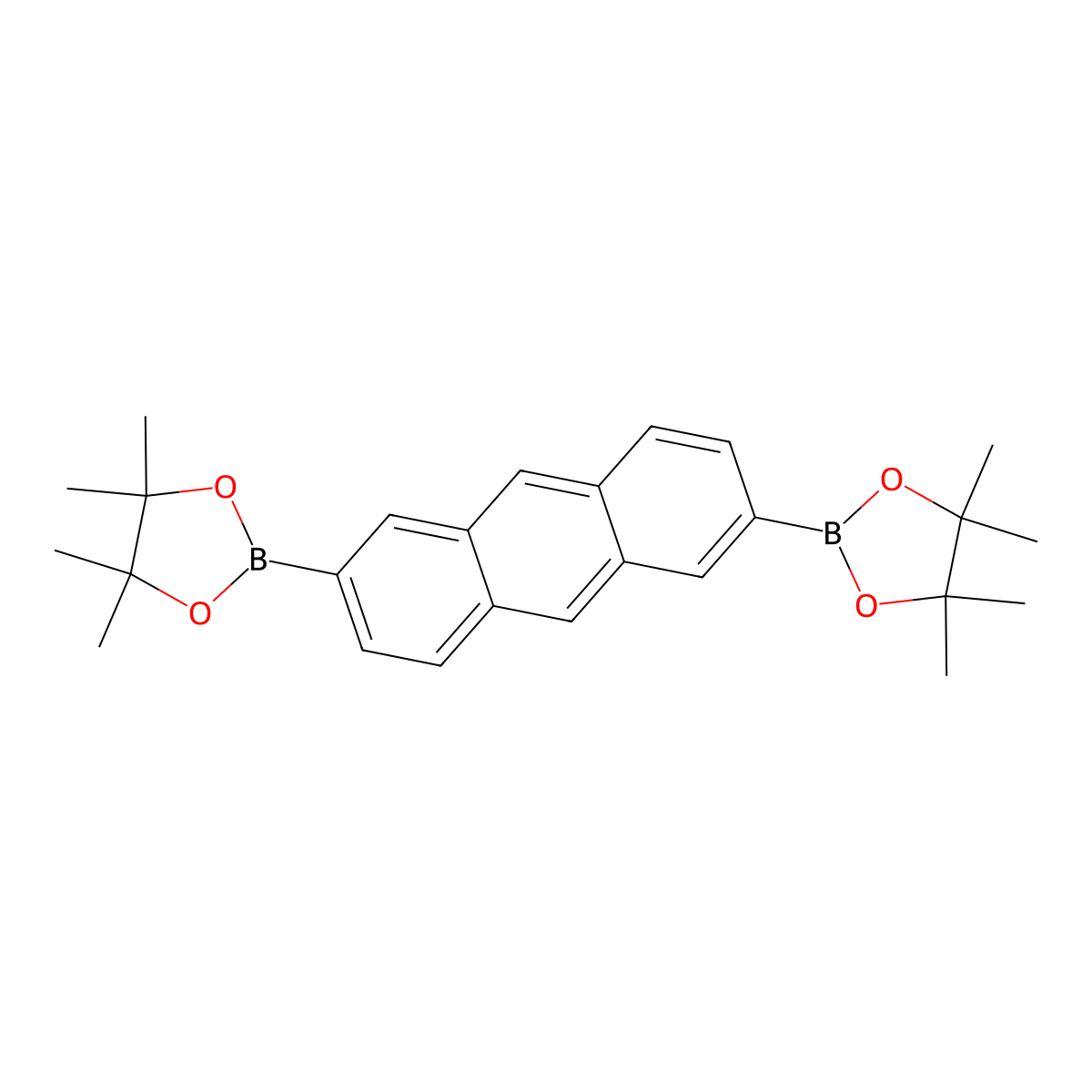 2,6-Bis(4,4,5,5-tetramethyl-1,3,2-dioxaborolan-2-yl)anthracene molecular structure, CAS 849138-20-1