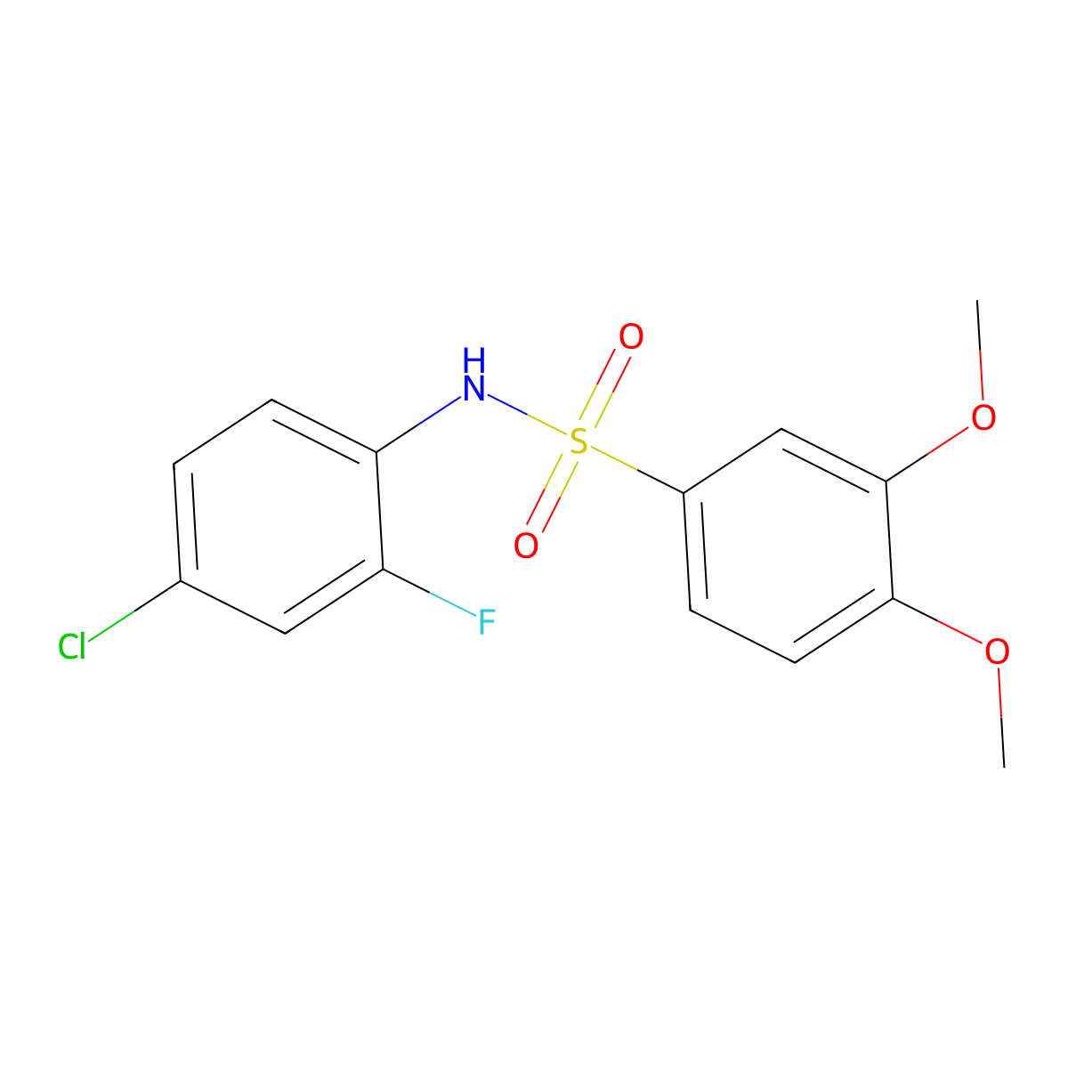 N-(4-chloro-2-fluorophenyl)-3,4-dimethoxybenzenesulfonamide molecular structure, CAS 849141-07-7