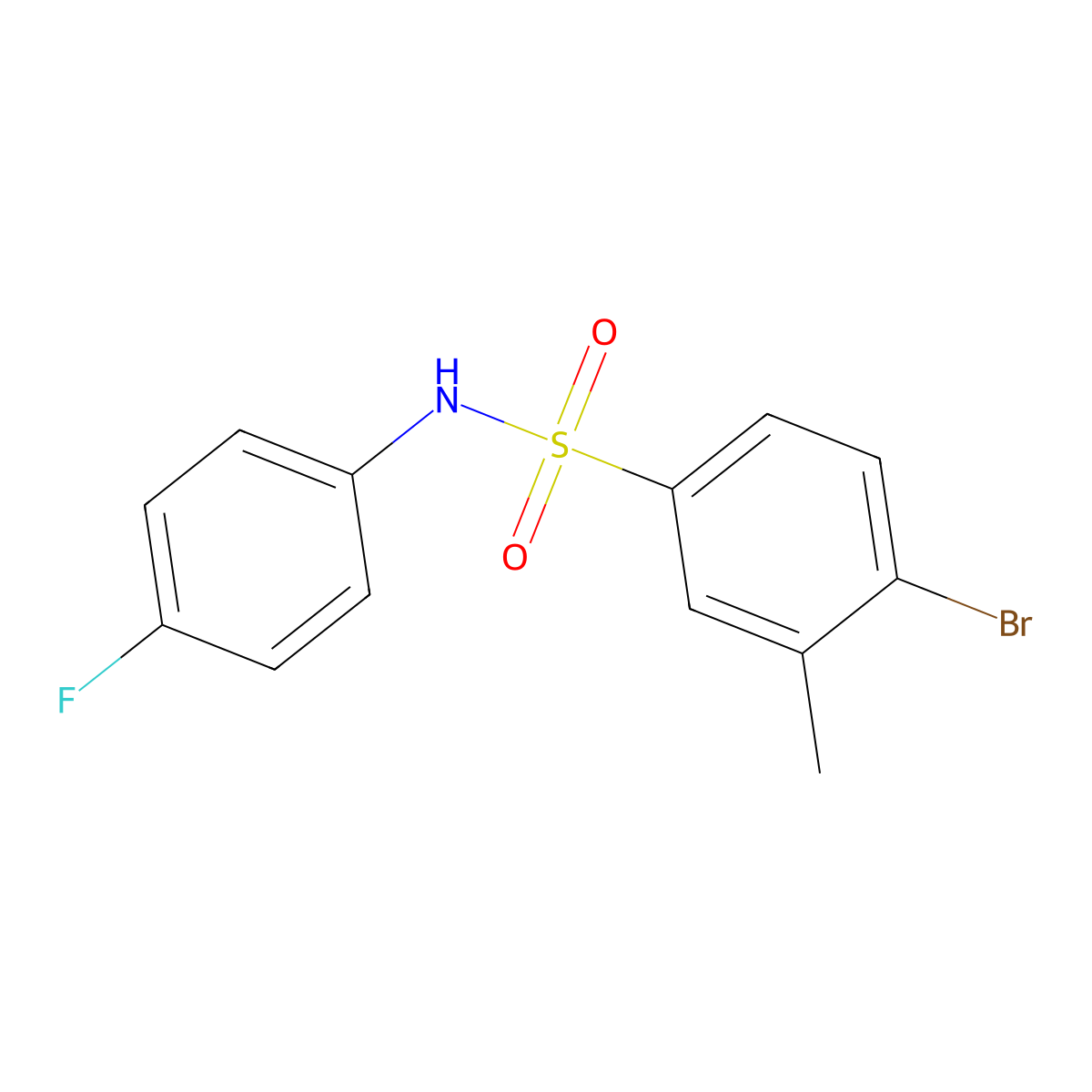 4-bromo-N-(4-fluorophenyl)-3-methylbenzenesulfonamide molecular structure, CAS 849141-36-2