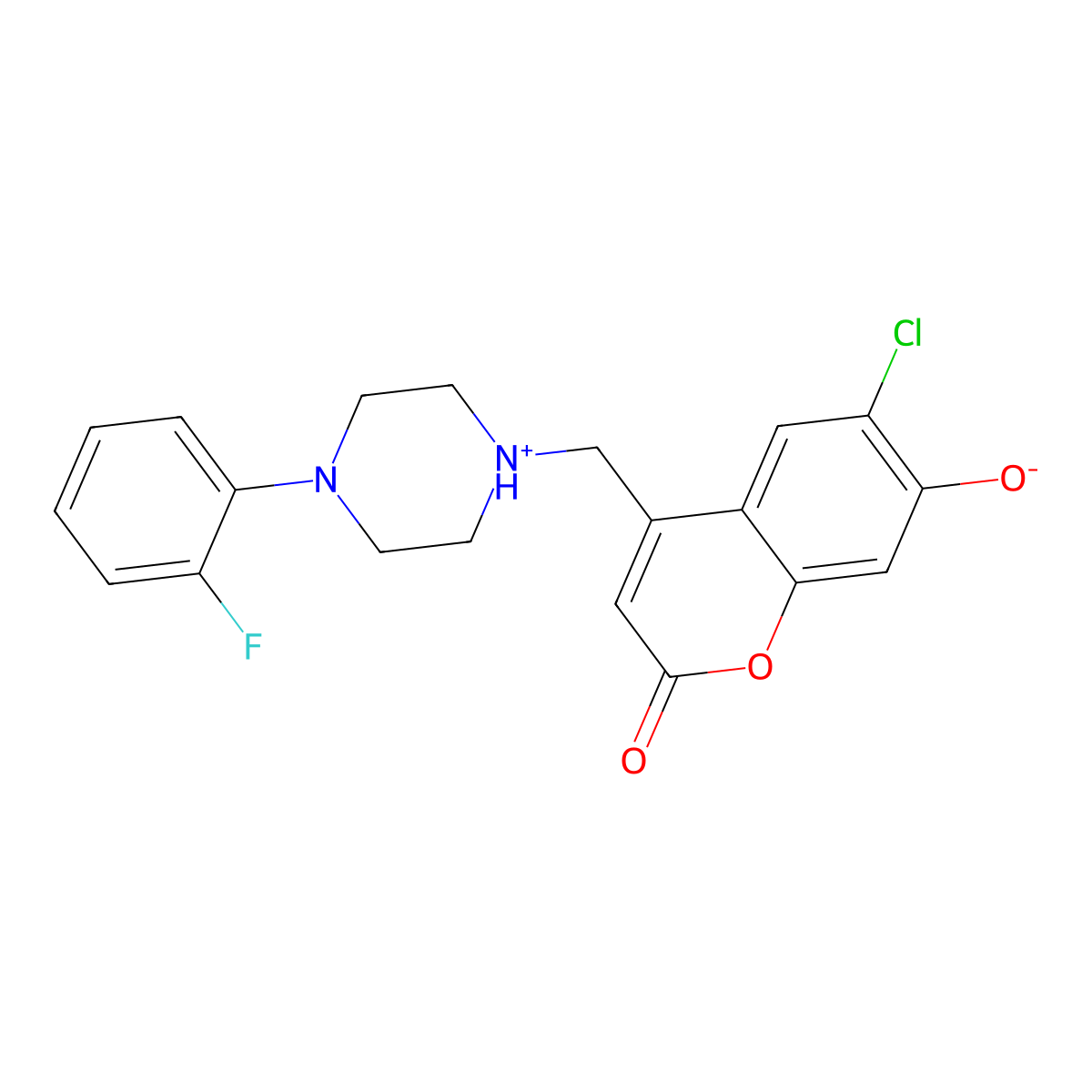 6-chloro-4-((4-(2-fluorophenyl)piperazin-1-yl)methyl)-7-hydroxy-2H-chromen-2-one molecular structure, CAS 849142-33-2