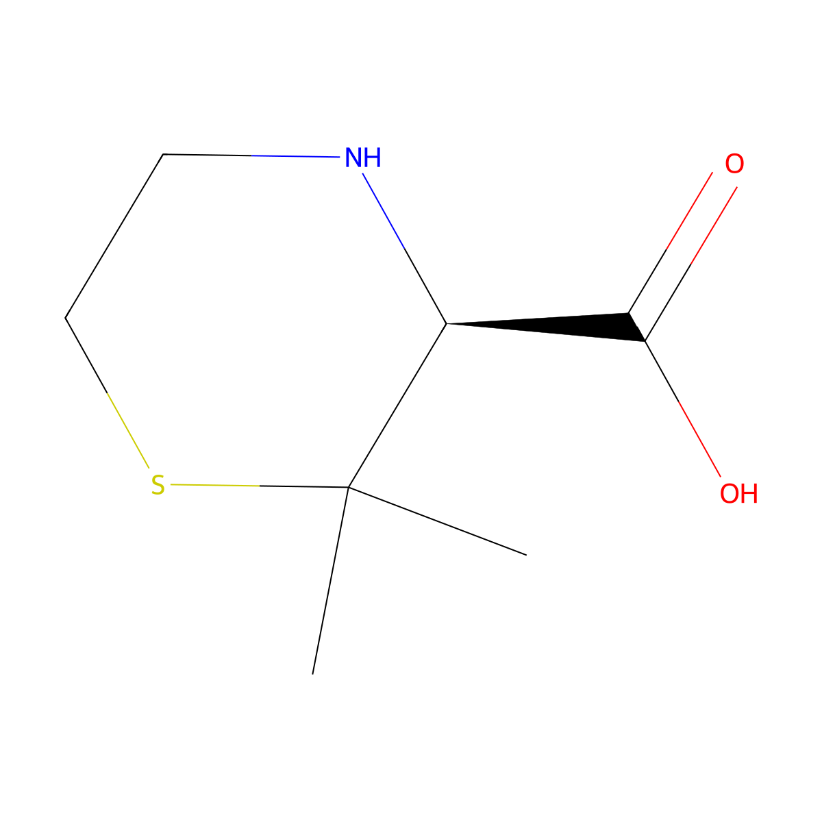 (3S)-2,2-Dimethyl-1,4-thiazinane-3-carboxylic acid molecular structure, CAS 84915-43-5