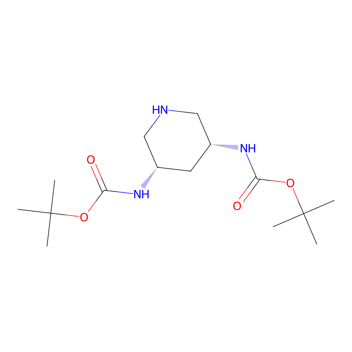 rac-tert-butyl N-[(3S,5R)-5-{[(tert-butoxy)carbonyl]amino}piperidin-3-yl]carbamate molecular structure, CAS 849160-51-6