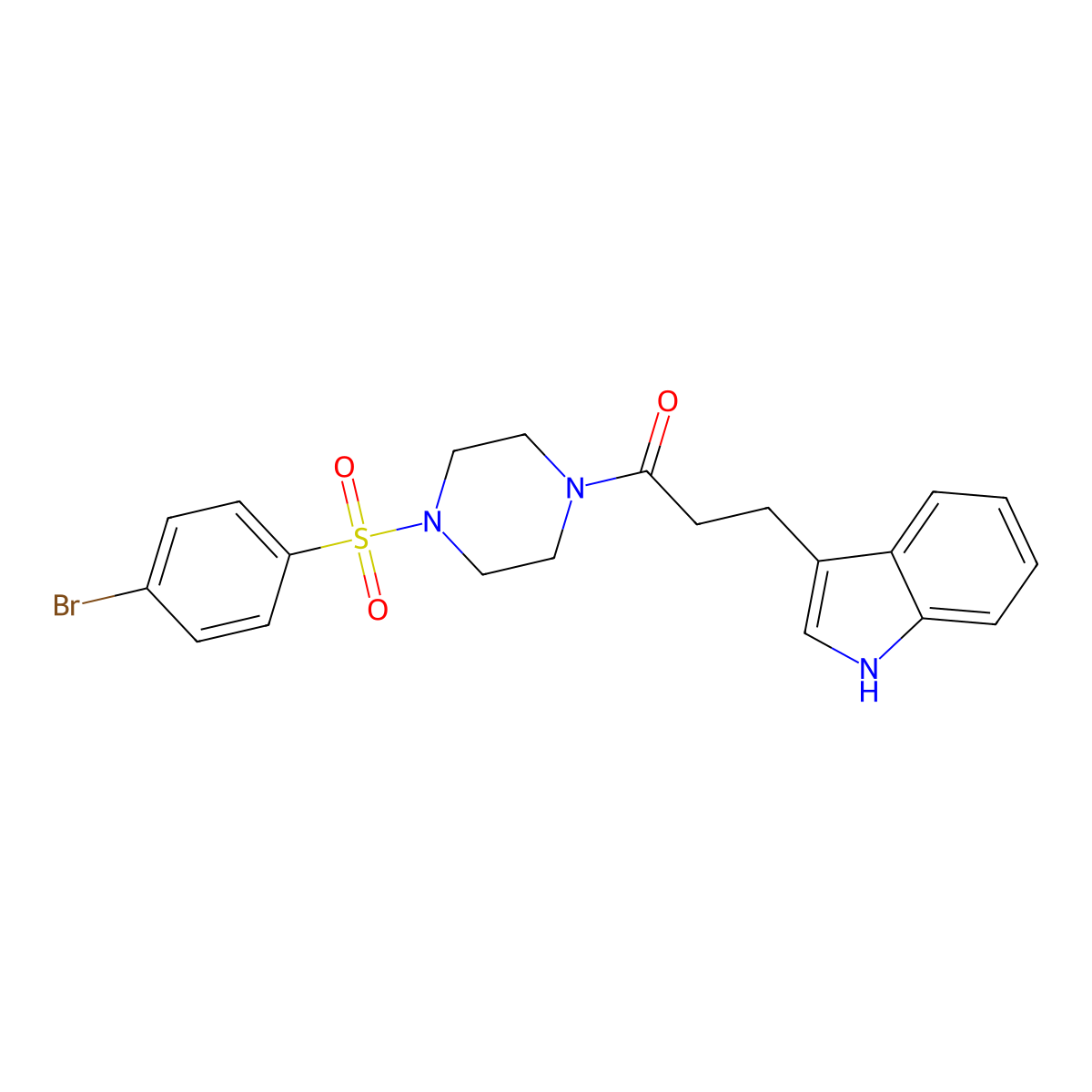 1-{4-[(4-bromophenyl)sulfonyl]piperazin-1-yl}-3-(1H-indol-3-yl)propan-1-one molecular structure, CAS 849188-15-4